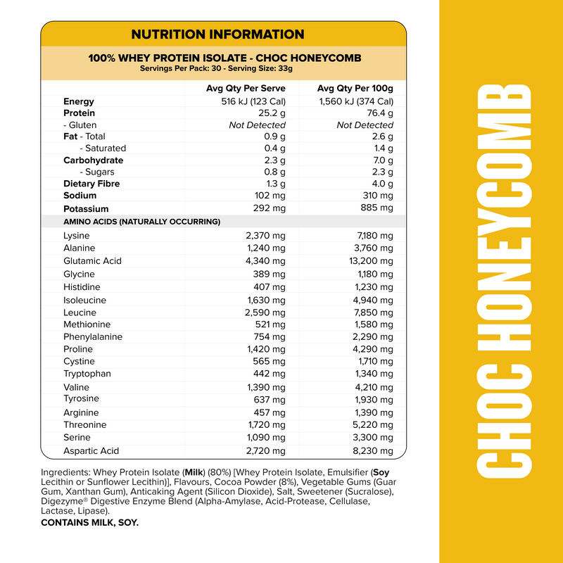 WHEY Protein Isolate - Choc Honeycomb - 30 serves-Whey Protein Powders-MNSUPPS0398-9359054002708-3-Muscle Nation