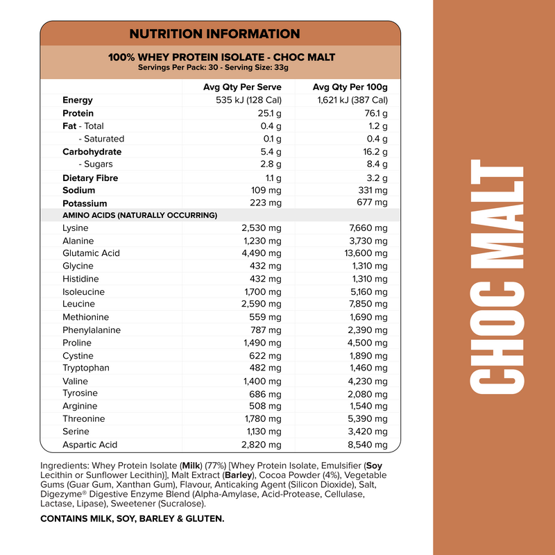 WHEY Protein Isolate - Choc Malt - 30 serves-Whey Protein Powders-MNSUPPS0399-9359054002463-3-Muscle Nation