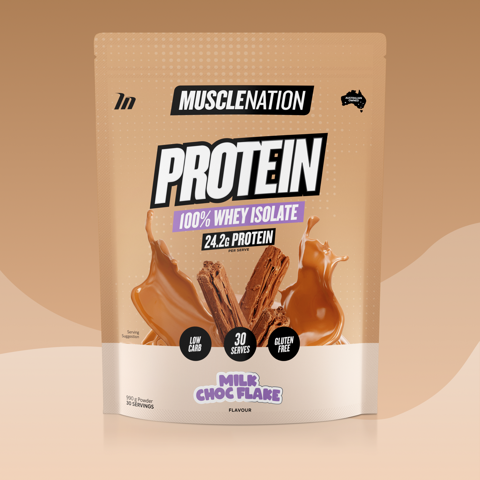 WHEY Protein Isolate - Milk Choc Flake - 30 serves-Whey Protein Powders-MNSUPPS0014-9359054001312-1-Muscle Nation