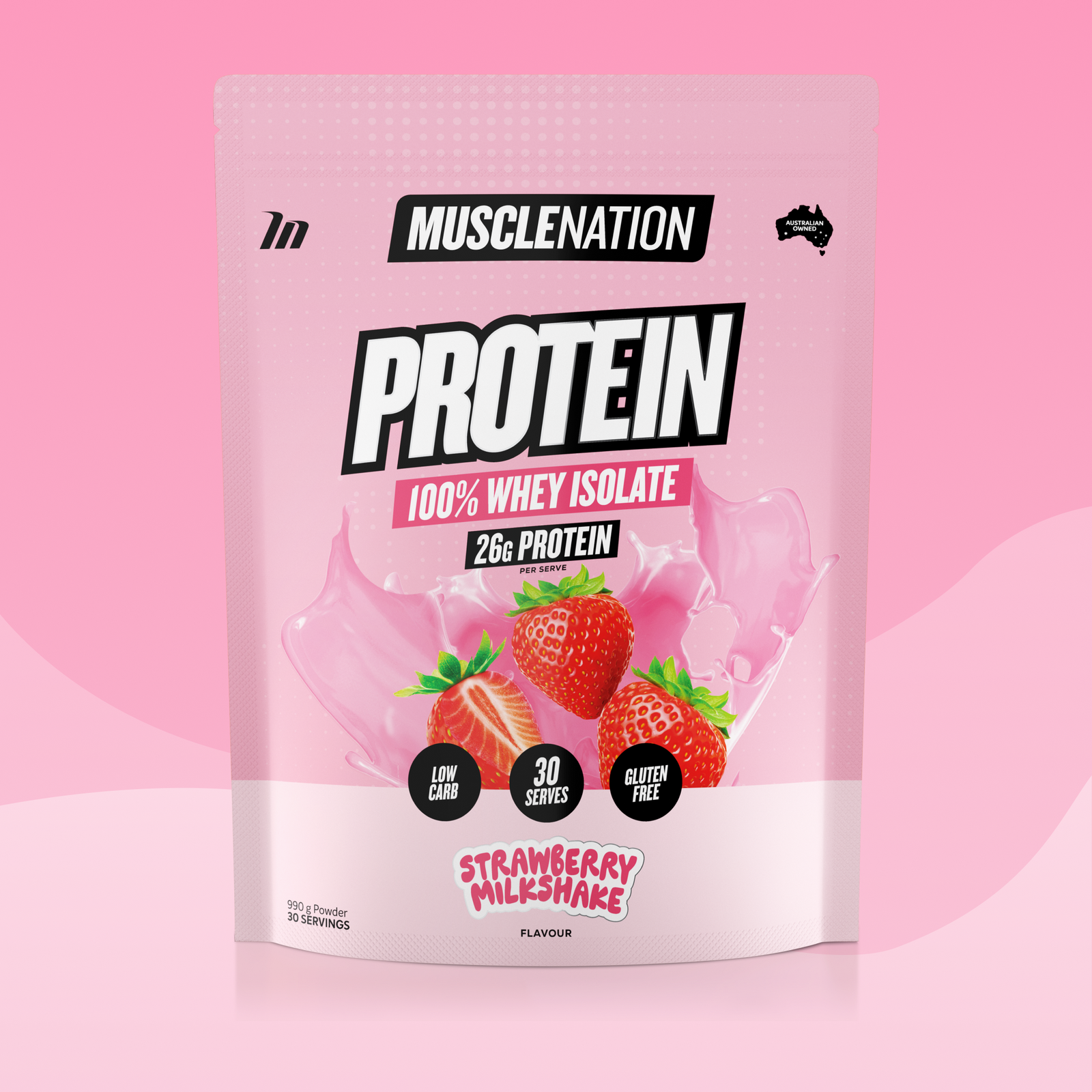WHEY Protein Isolate Strawberry Milkshake - Muscle Nation whey protein powder