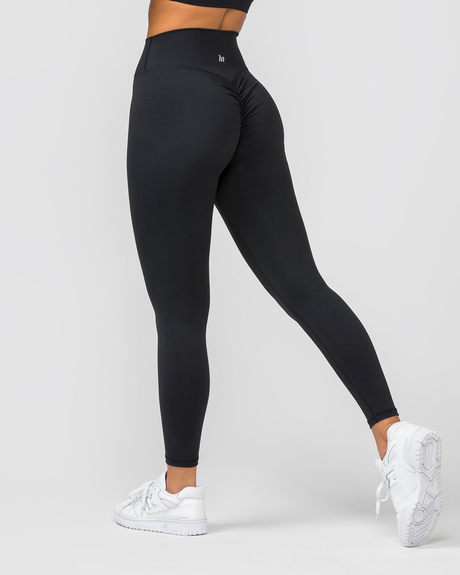 Signature Scrunch Ankle Length Leggings - Black-Leggings-XXS-MNAPPRL7523-MNAPPRL7523-4-Muscle Nation