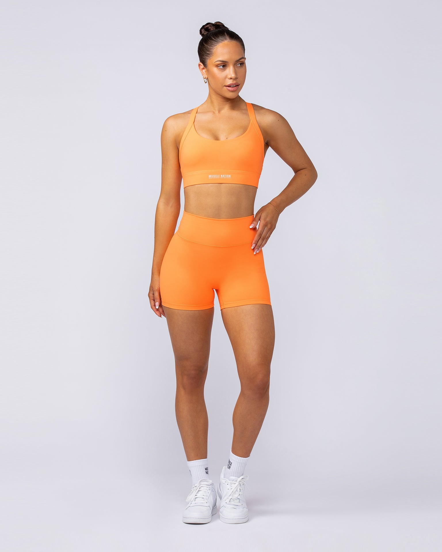 Instinct Scrunch Midway Shorts - Tangelo-Shorts-XXS-112457TANGLO-XXS-MNAPPRL33793-6-Muscle Nation