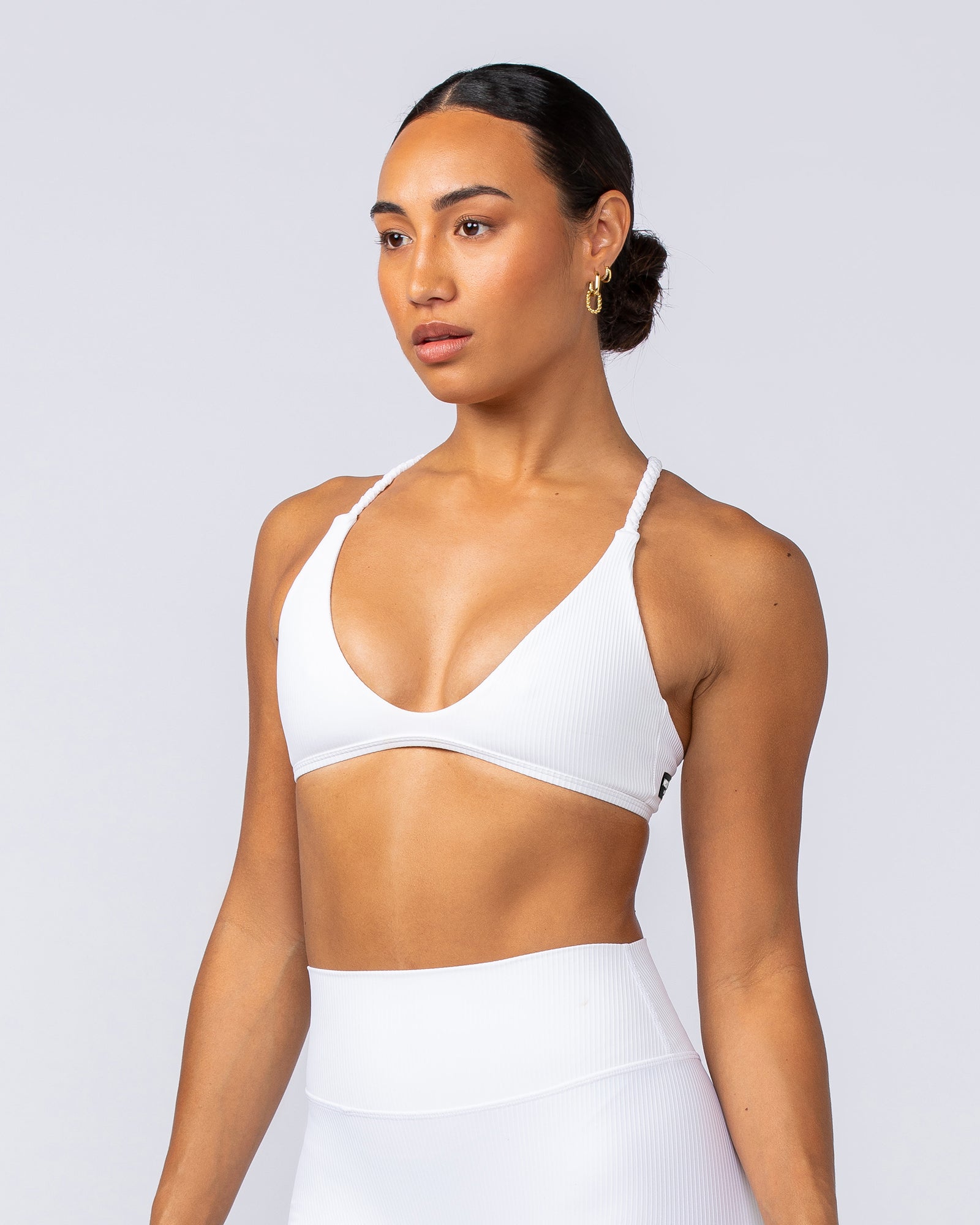 Breeze Rib Bralette - White-Bralettes-XXS-112489WHT-XXS-MNAPPRL33919-2-Muscle Nation
