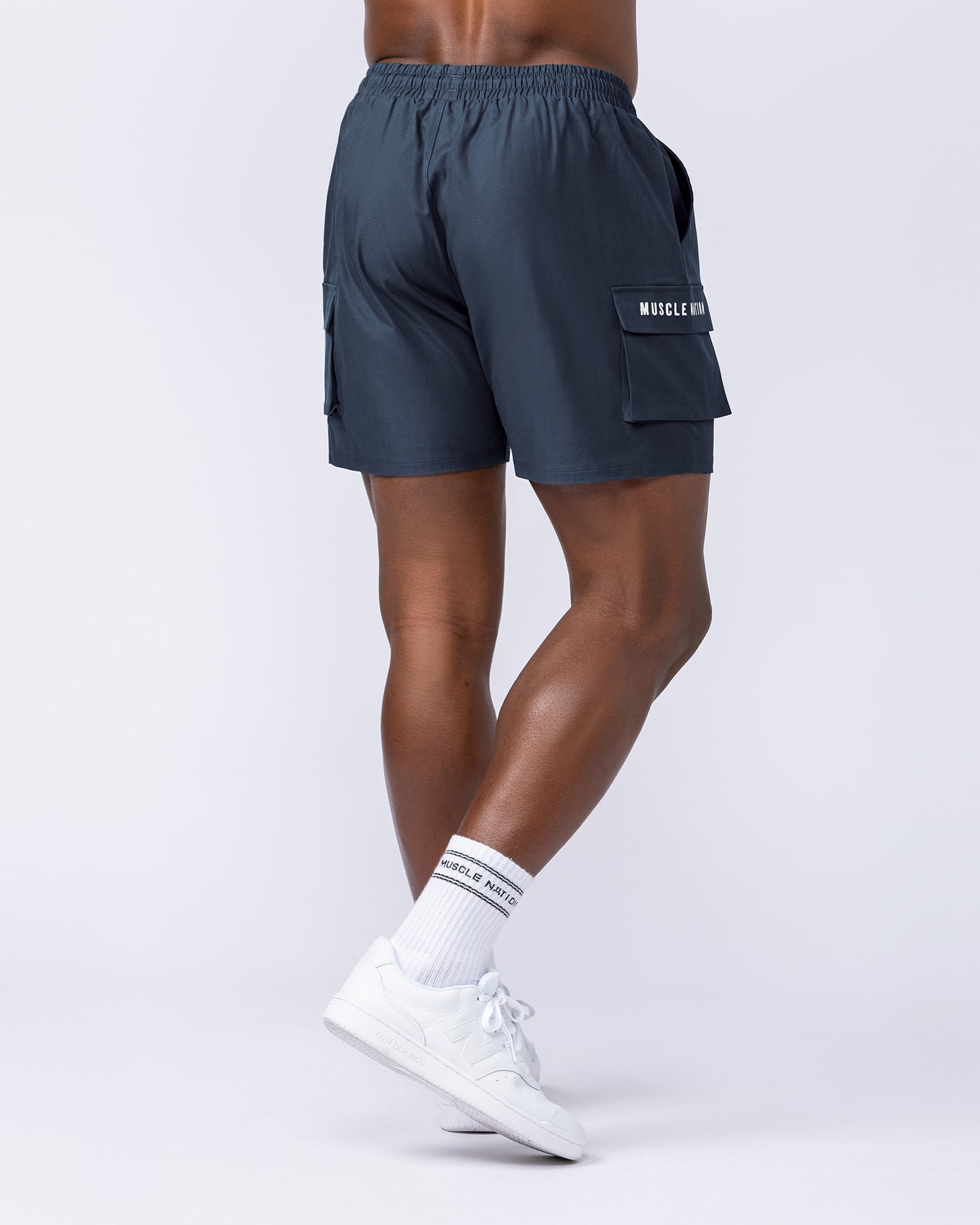 Daily Cargo 5" Shorts - Navy (Silicon Logo)-Shorts-S-112480NVYSIL-S-MNAPPRL35494-4-Muscle Nation