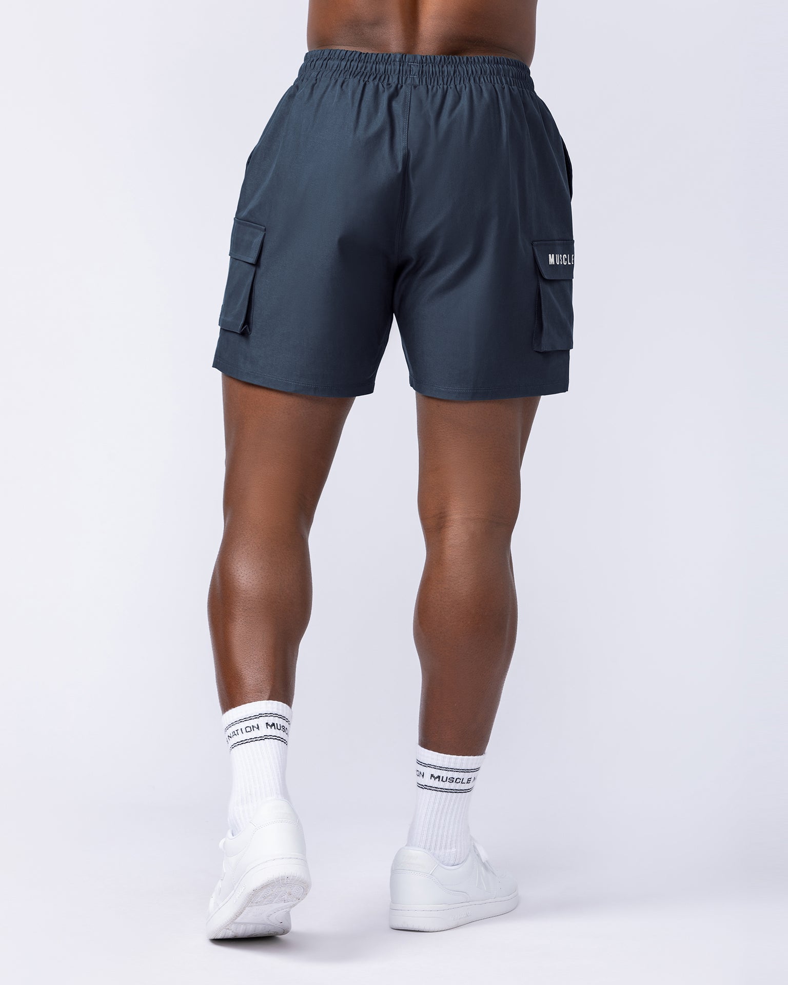 Daily Cargo 5" Shorts - Navy (Silicon Logo)-Shorts-S-112480NVYSIL-S-MNAPPRL35494-5-Muscle Nation