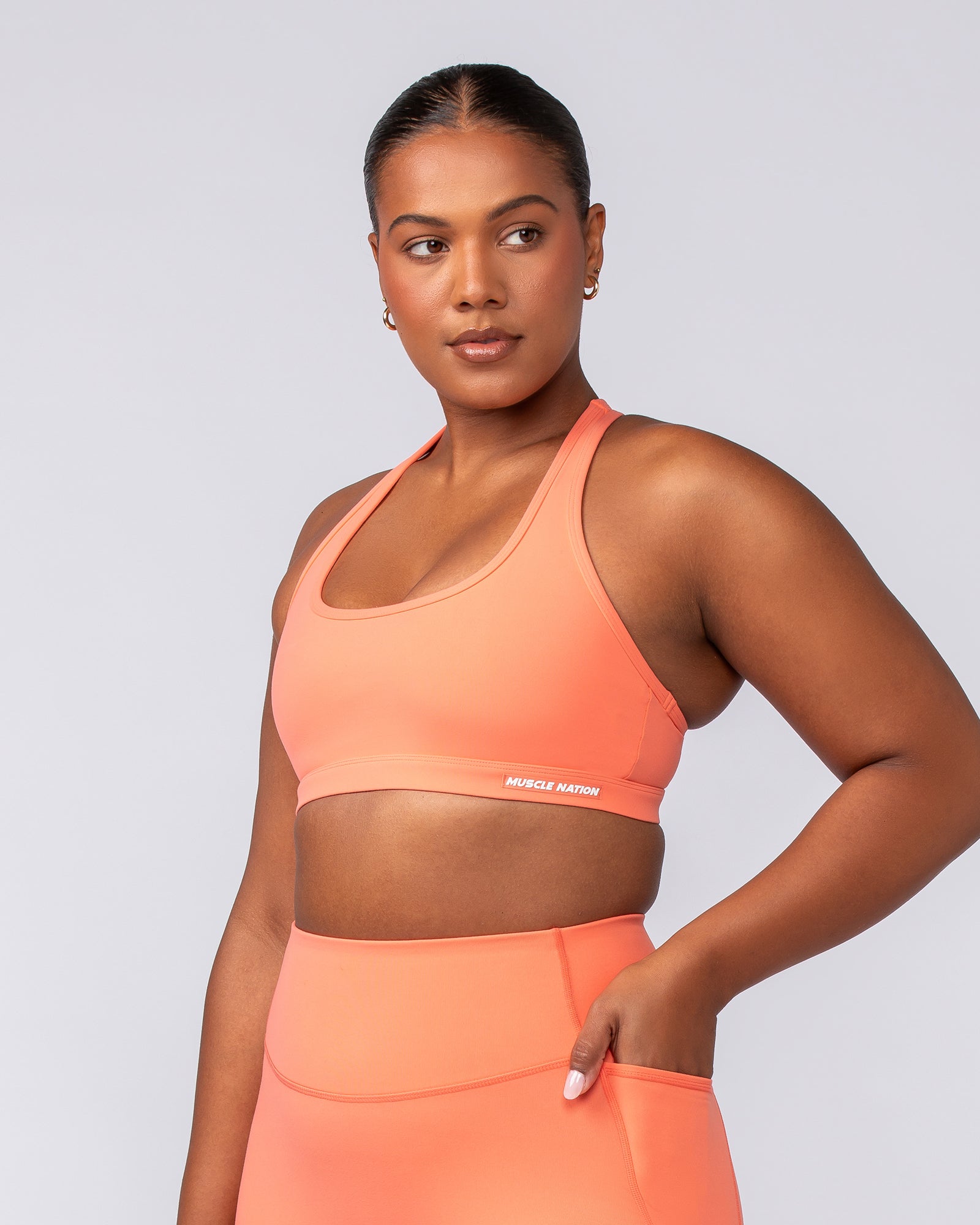 Drew Bra - Hot Coral-Sports Bras-XXS-092403HTCORL-XXS-MNAPPRL40221-4-Muscle Nation