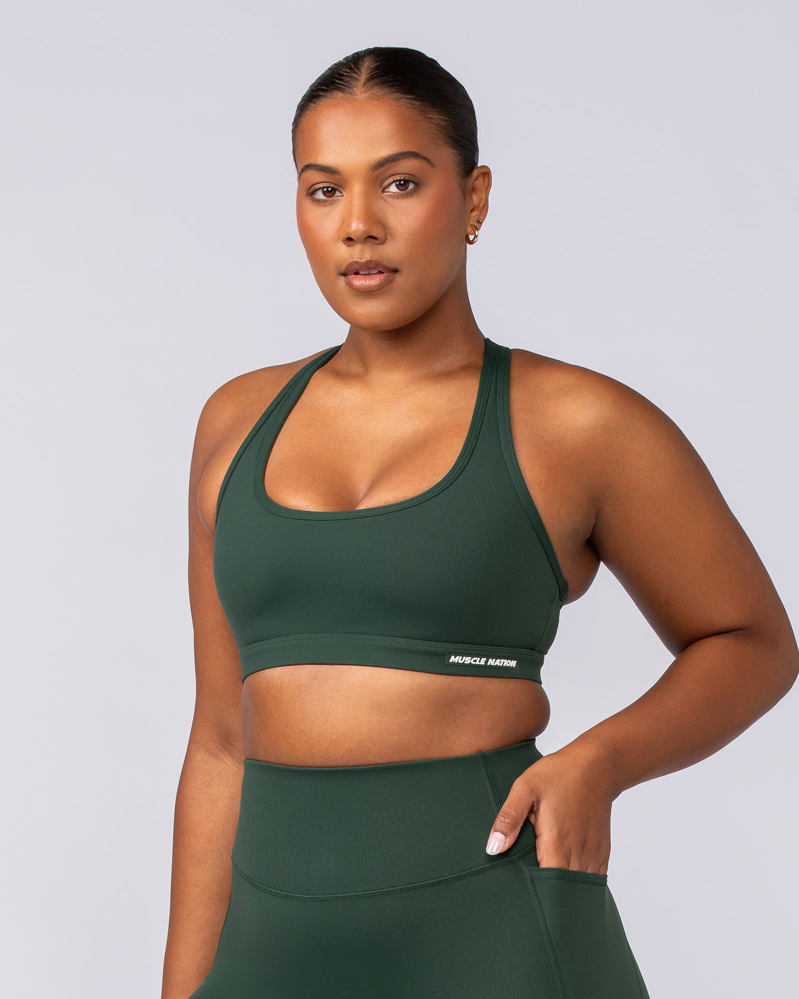 Drew Bra - Forest Green-Sports Bras-XXS-092403FRSGRN-XXS-MNAPPRL40239-3-Muscle Nation