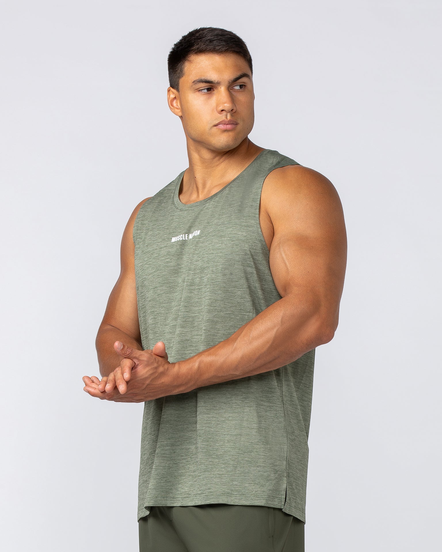 Aero Active Tank - Khaki-Singlets & Tanks-S-092419DKHAKI-S-MNAPPRL40125-4-Muscle Nation