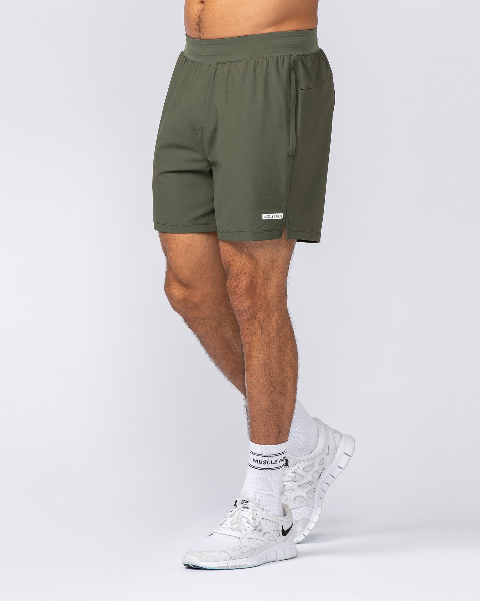 On Repeat Training 5" Shorts - Dark Khaki-Shorts-S-092411DKHAKI-S-MNAPPRL40031-3-Muscle Nation