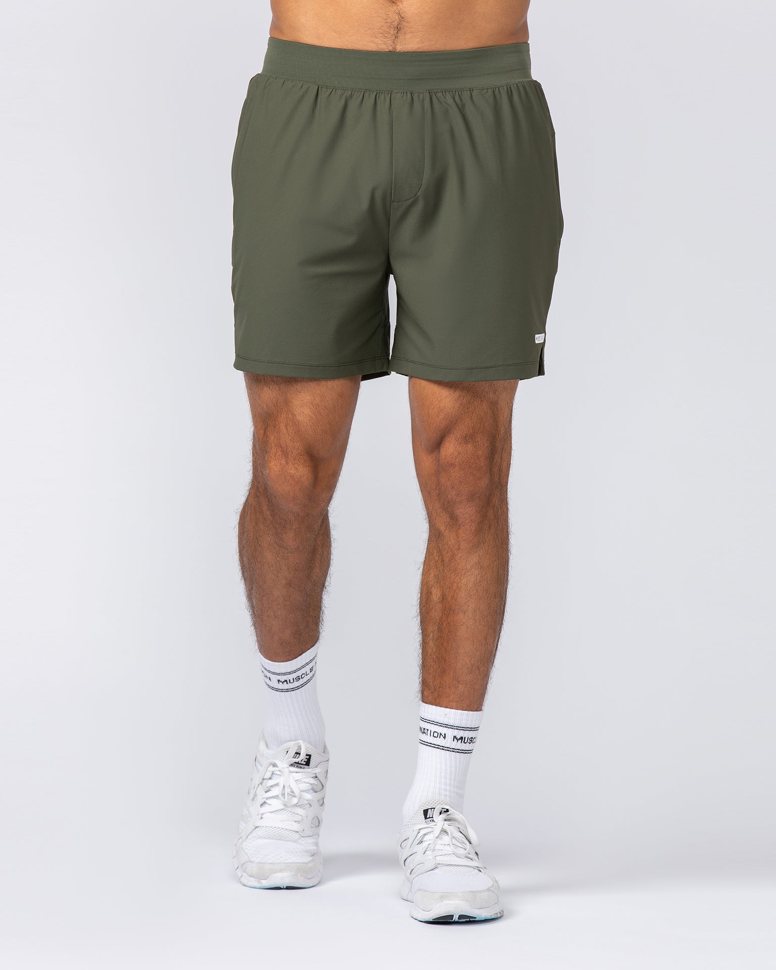 On Repeat Training 5" Shorts - Dark Khaki-Shorts-S-092411DKHAKI-S-MNAPPRL40031-2-Muscle Nation