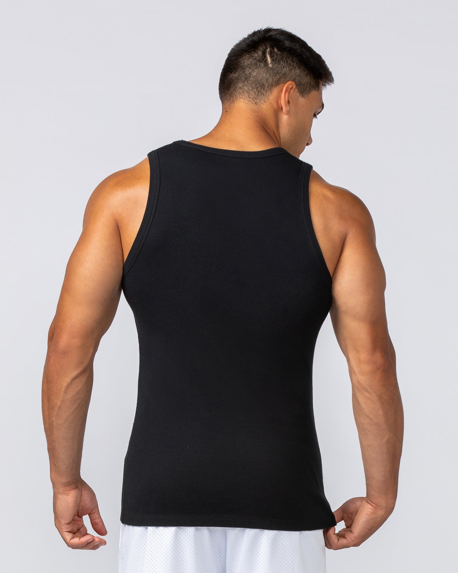 Rib Fitted Training Tank - Black-Singlets & Tanks-S-112349BLK-S-MNAPPRL29447-5-Muscle Nation