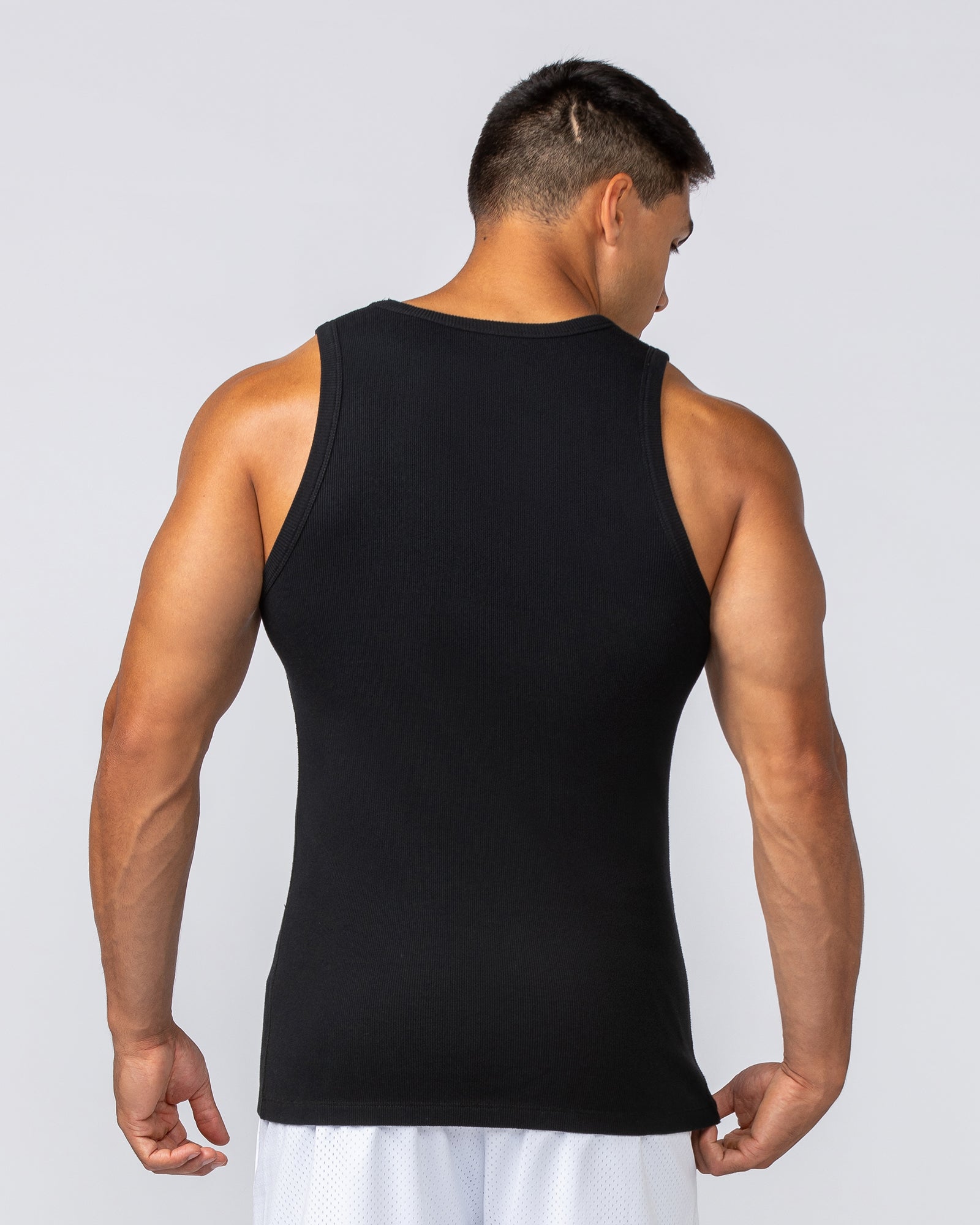 Rib Fitted Training Tank - Black-Singlets & Tanks-S-112349BLK-S-MNAPPRL29447-5-Muscle Nation