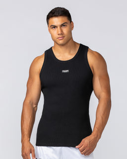 Rib Fitted Training Tank - Black-Singlets & Tanks-S-112349BLK-S-MNAPPRL29447-1-Muscle Nation
