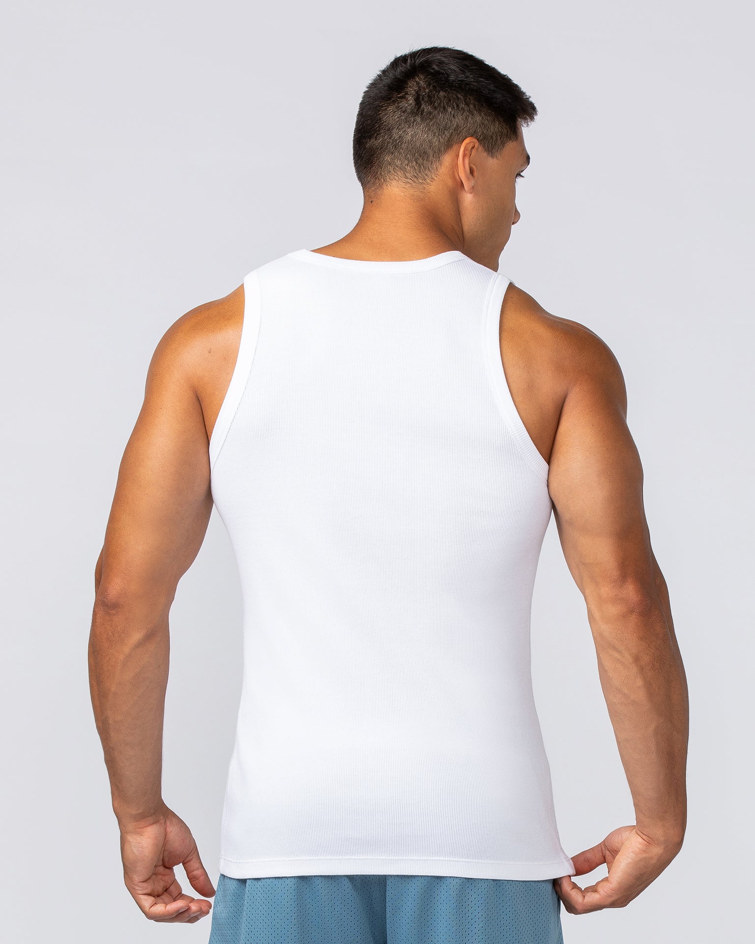 Rib Fitted Training Tank - White-Singlets & Tanks-S-112349WHT-S-MNAPPRL28091-5-Muscle Nation