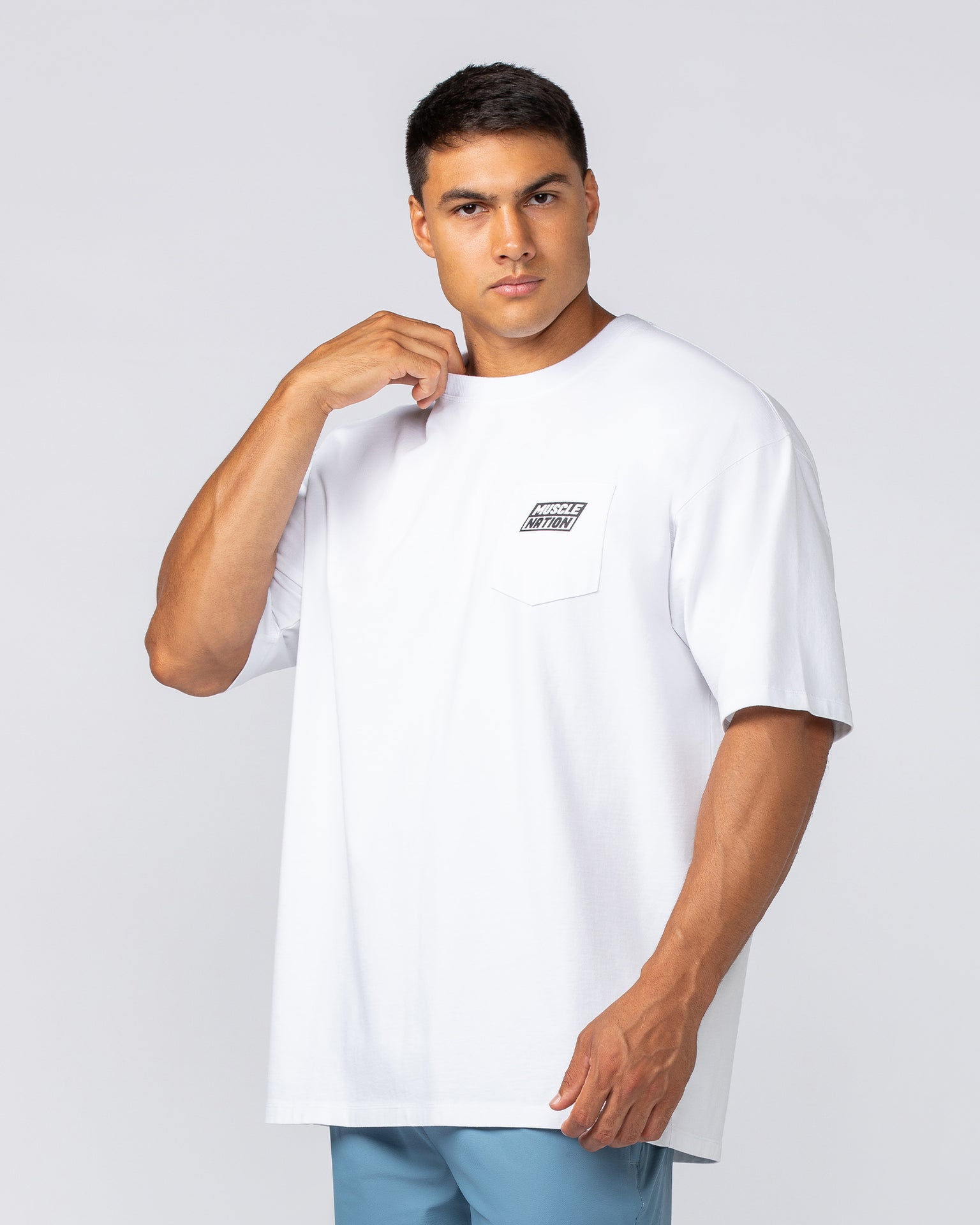 Oversized Pocket Pump Cover - White-T-Shirts-XS-092414WHT-XS-MNAPPRL40073-2-Muscle Nation