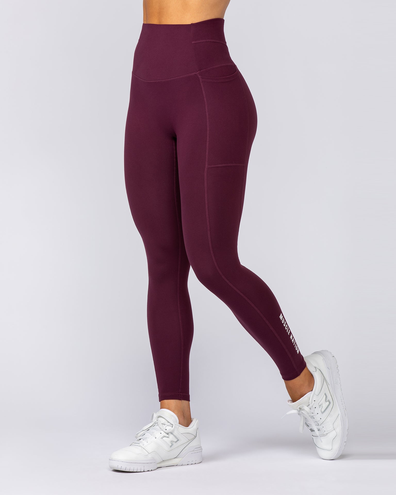 Unrivalled Everyday Pocket Ankle Leggings - Sangria-Leggings-XXS-022504SGRA-XXS-MNAPPRL48878-2-Muscle Nation