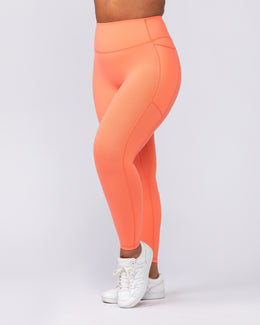 Agility Pocket Ankle Length Leggings - Hot Coral-Leggings-XXS-092406HTCORL-XXS-MNAPPRL40320-1-Muscle Nation