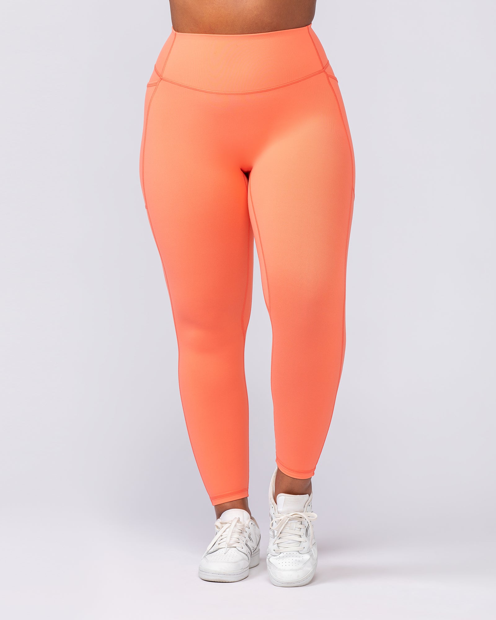 Agility Pocket Ankle Length Leggings - Hot Coral-Leggings-XXS-092406HTCORL-XXS-MNAPPRL40320-3-Muscle Nation