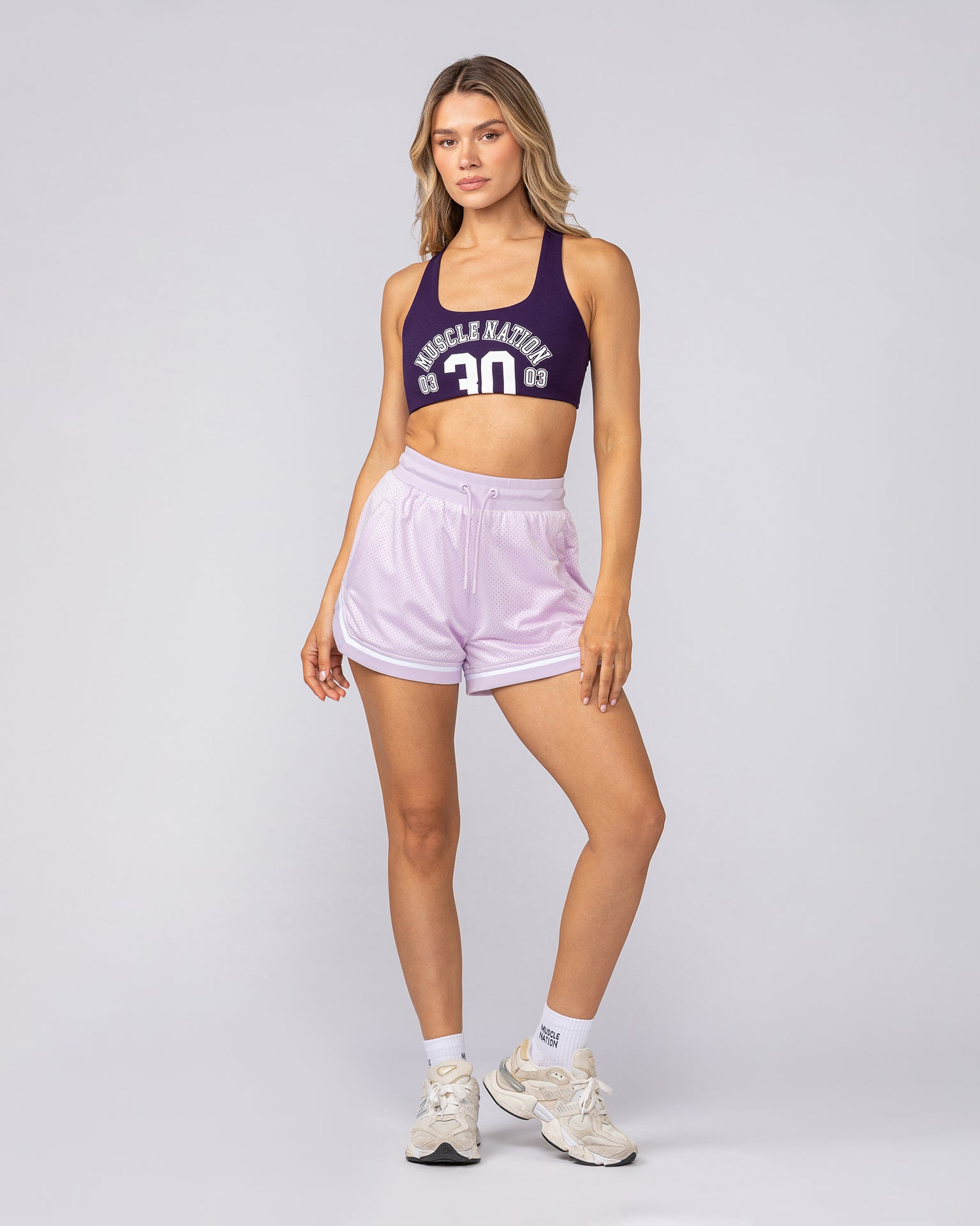 Womens 3" Basketball Shorts - Lilac Snow-Shorts-XXS-092512LLCSN-XXS-MNAPPRL44402-6-Muscle Nation