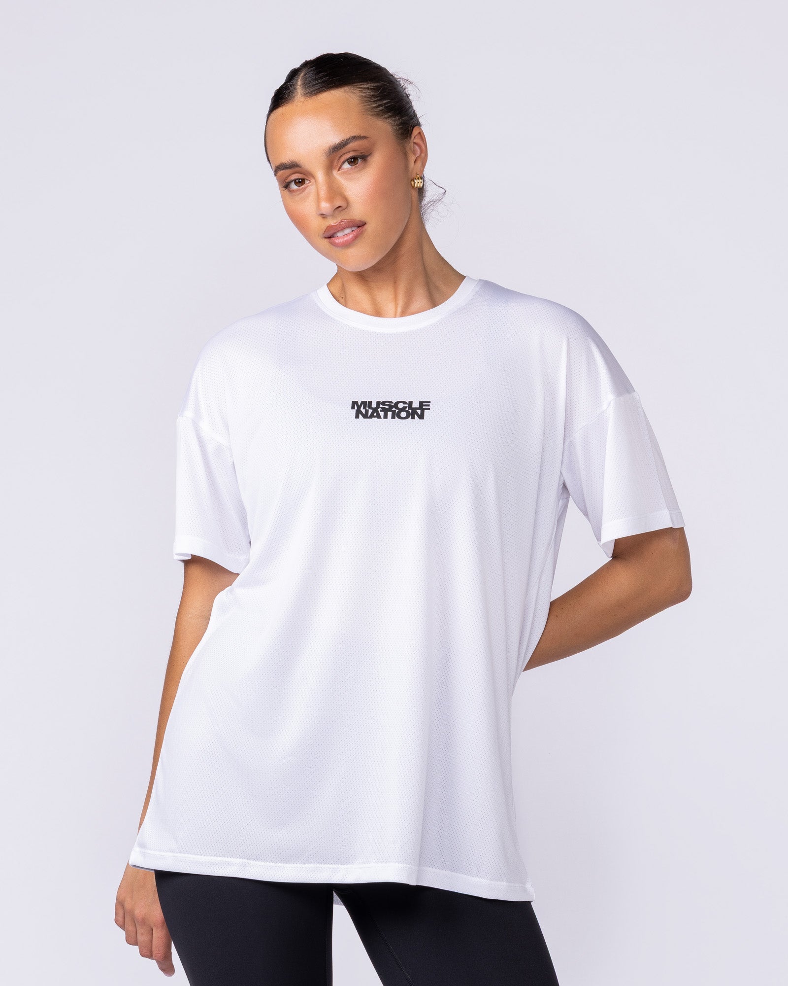 Womens Relaxed Training Tee - White-T-Shirts-XXS-1125132WHT-XXS-MNAPPRL45309-1-Muscle Nation