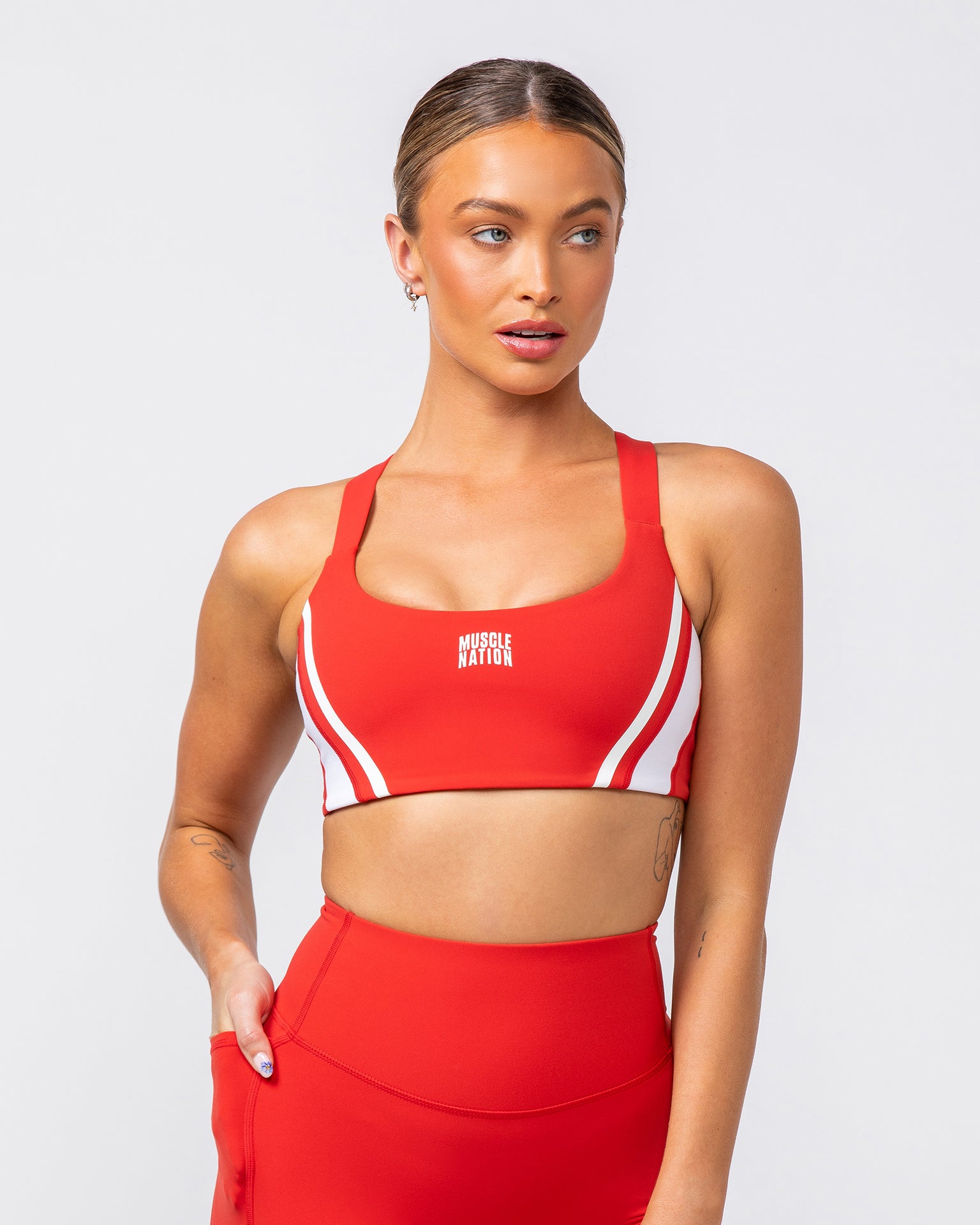 Precision Bra - Crimson / White-Sports Bras-XXS-082418CRIWHT-XXS-MNAPPRL32097-3-Muscle Nation