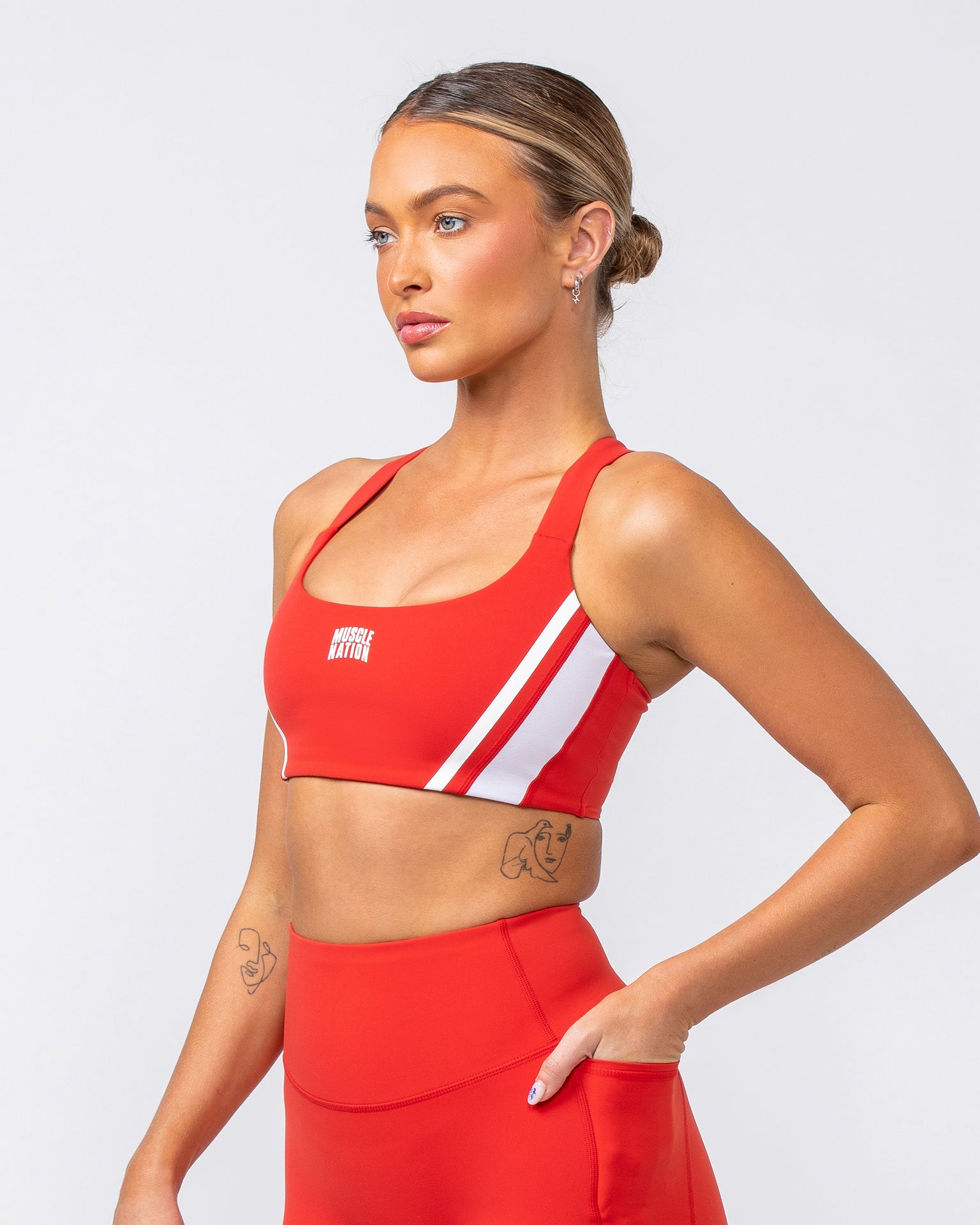 Precision Bra - Crimson / White-Sports Bras-XXS-082418CRIWHT-XXS-MNAPPRL32097-4-Muscle Nation
