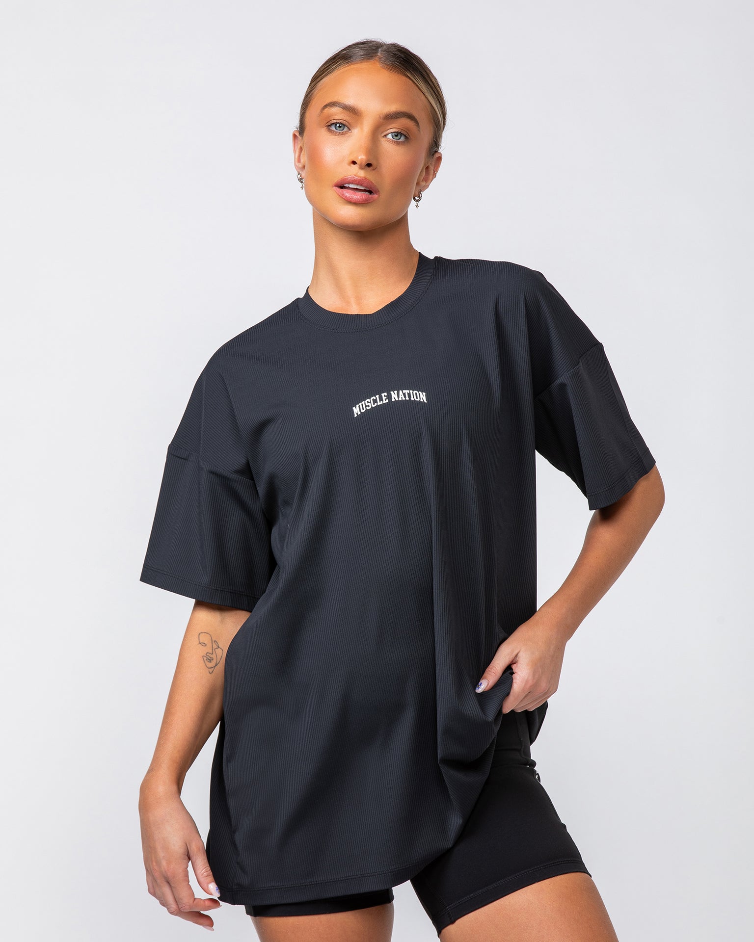 Relaxed Rib Training Tee - Black-T-Shirts-XXS-082424BLK-XXS-MNAPPRL32262-2-Muscle Nation