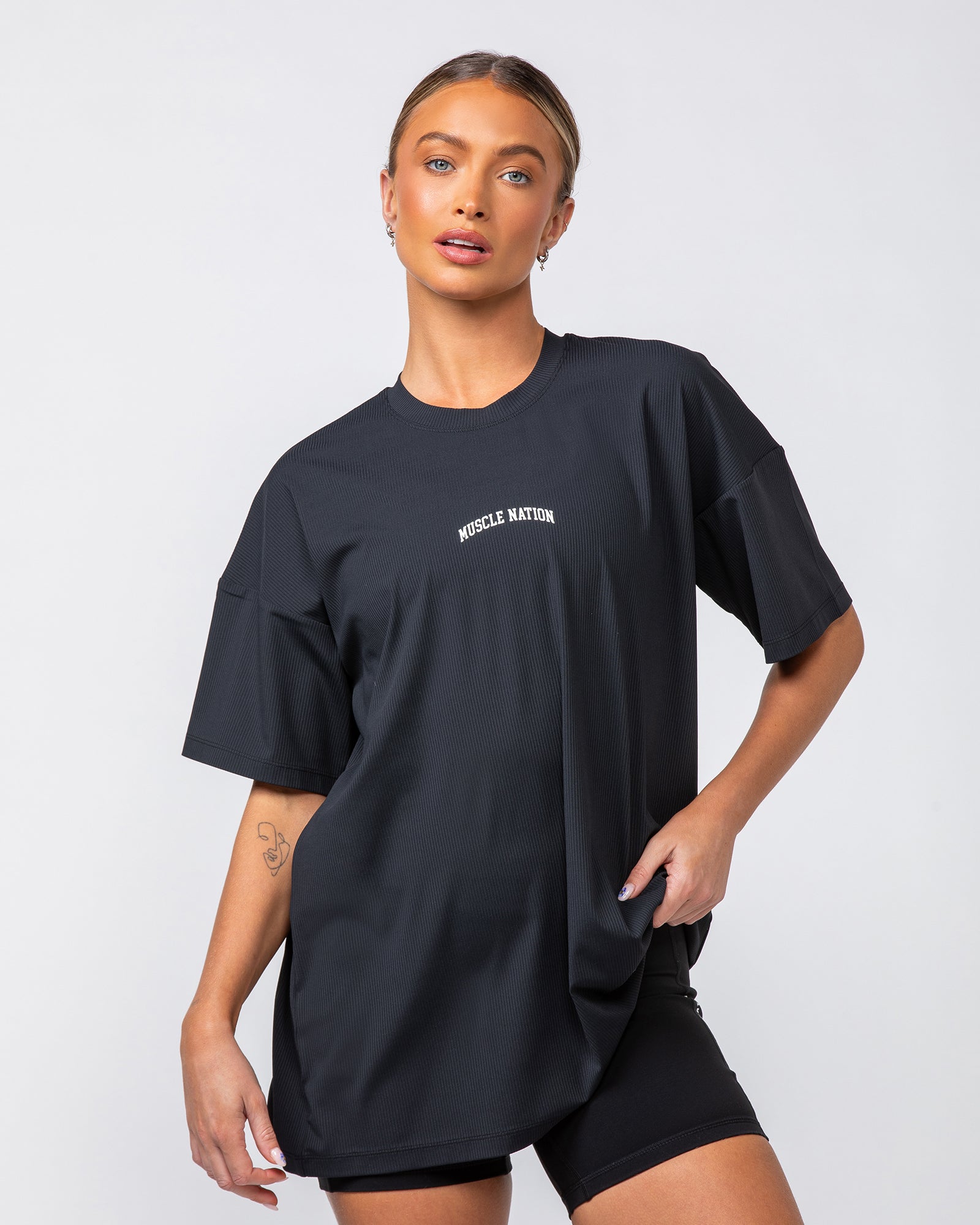 Relaxed Rib Training Tee - Black-T-Shirts-XXS-082424BLK-XXS-MNAPPRL32262-2-Muscle Nation