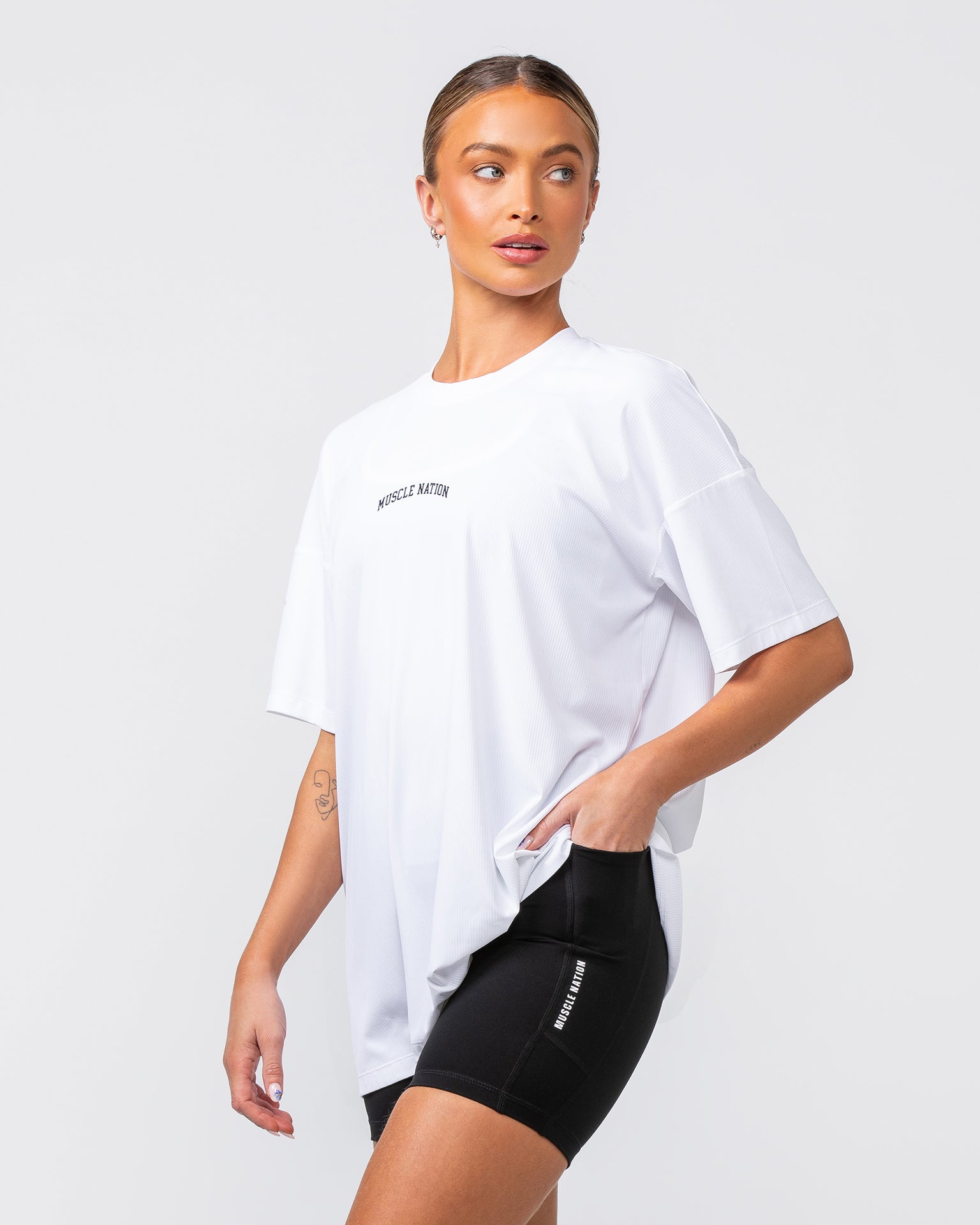 Relaxed Rib Training Tee - White-T-Shirts-XXS-082424WHT-XXS-MNAPPRL32271-3-Muscle Nation