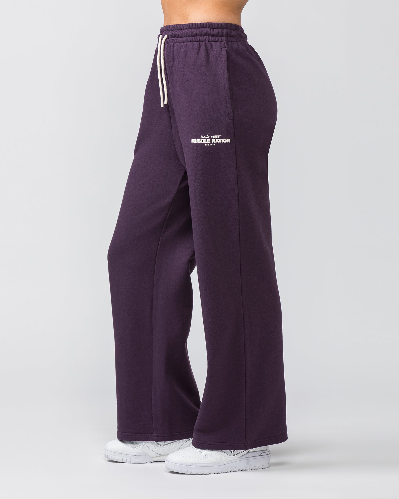 Timeless Wide Leg Trackies - Midnight Plum-Bottoms-XXS-022455MIDNTPL-XXS-MNAPPRL31086-3-Muscle Nation