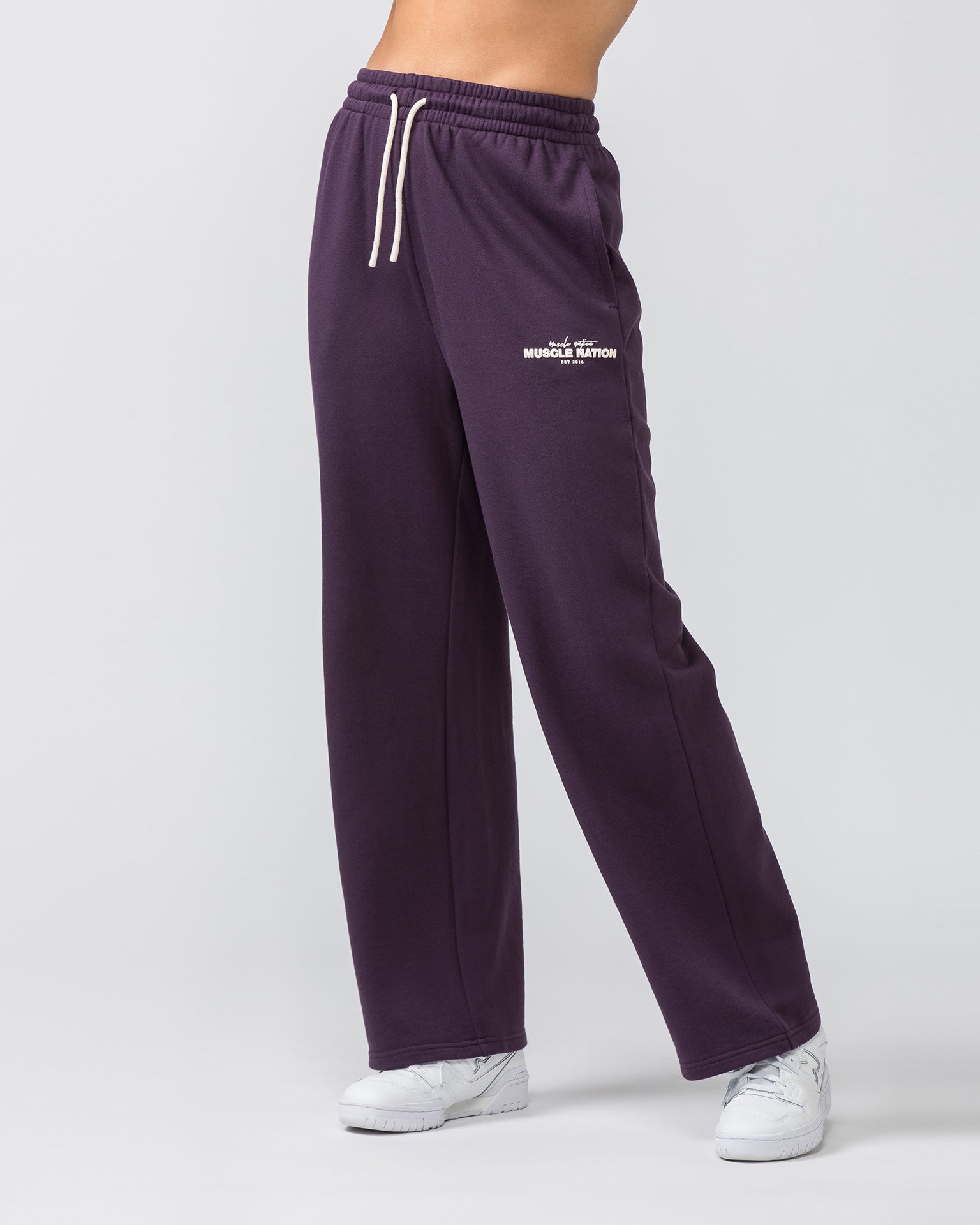 Timeless Wide Leg Trackies - Midnight Plum-Bottoms-XXS-022455MIDNTPL-XXS-MNAPPRL31086-1-Muscle Nation