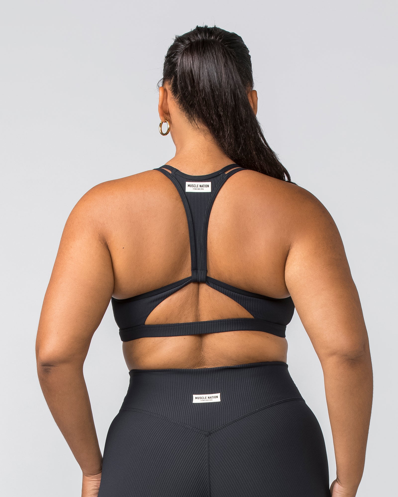 Outlines Rib Bra - Black-Sports Bras-XS-032405BLK-XS-MNAPPRL29782-4-Muscle Nation