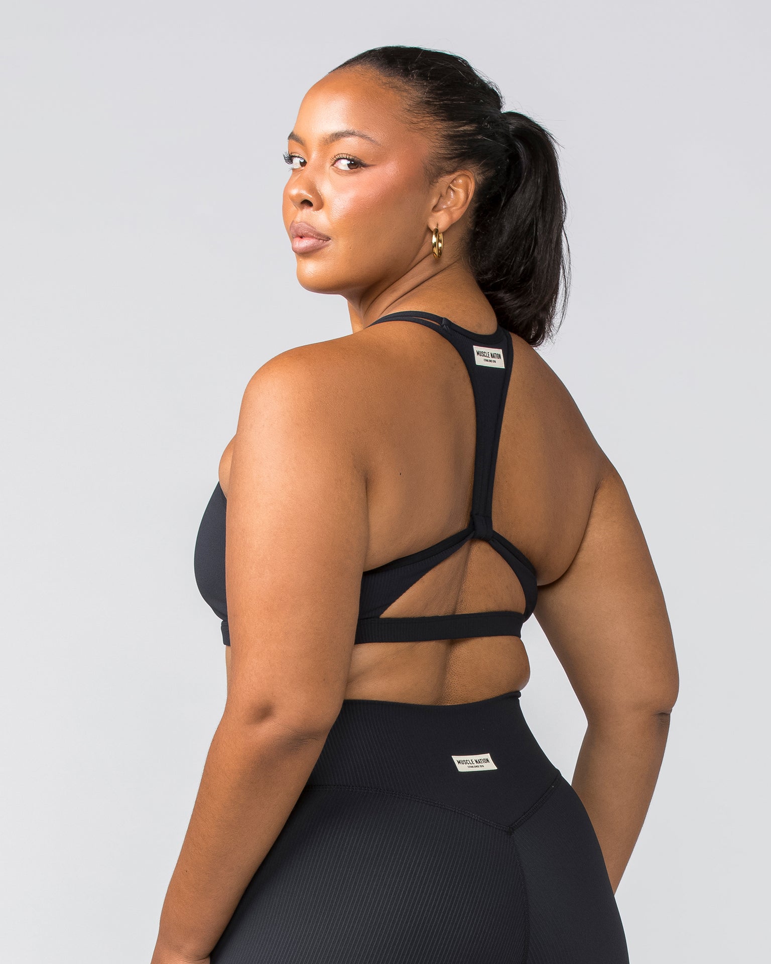 Outlines Rib Bra - Black-Sports Bras-XS-032405BLK-XS-MNAPPRL29782-3-Muscle Nation