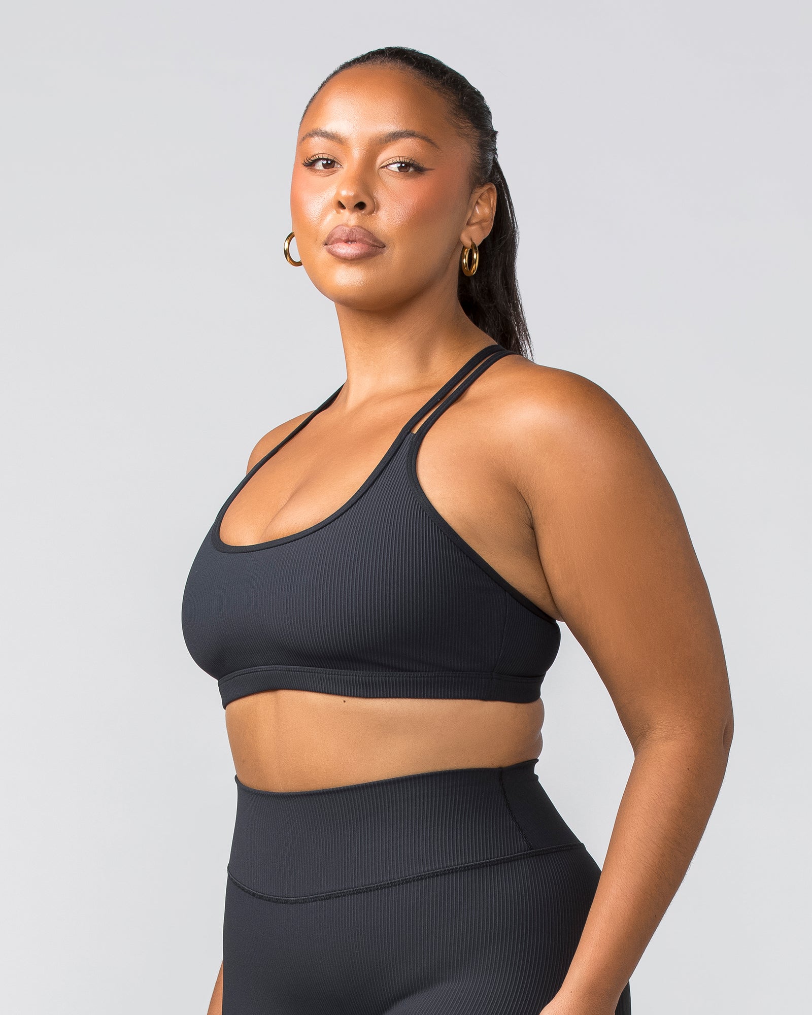 Outlines Rib Bra - Black-Sports Bras-XS-032405BLK-XS-MNAPPRL29782-2-Muscle Nation
