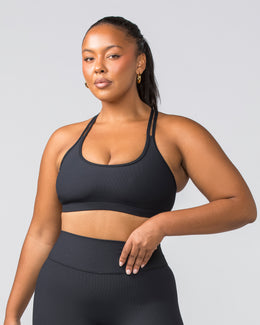 Outlines Rib Bra - Black-Sports Bras-XS-032405BLK-XS-MNAPPRL29782-1-Muscle Nation