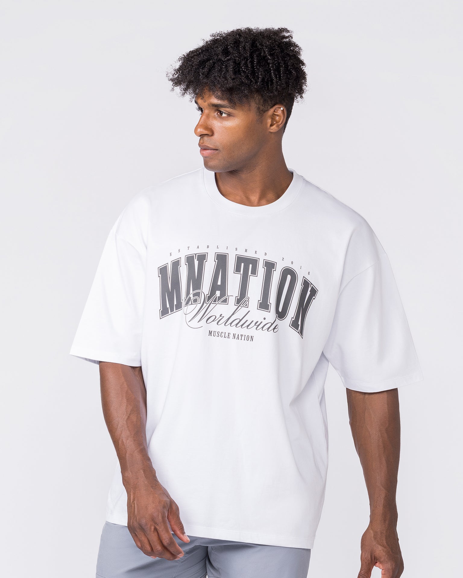 Worldclass Oversized Tee - White-T-Shirts-XS-032632WHT-XS-MNAPPRL49573-1-Muscle Nation