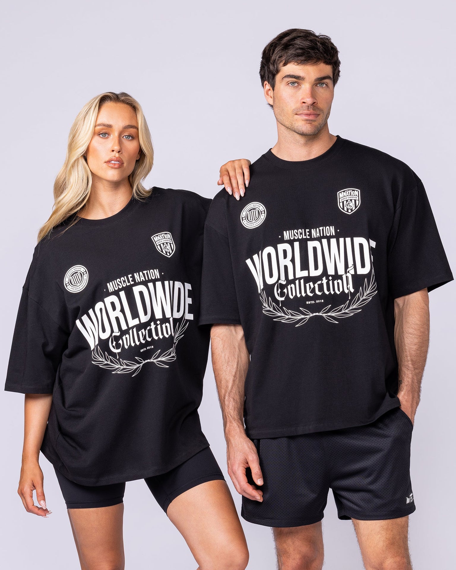 Worldwide Collection Oversized Tee - Black-T-Shirts-XS-1125178BLK-XS-MNAPPRL47856-7-Muscle Nation