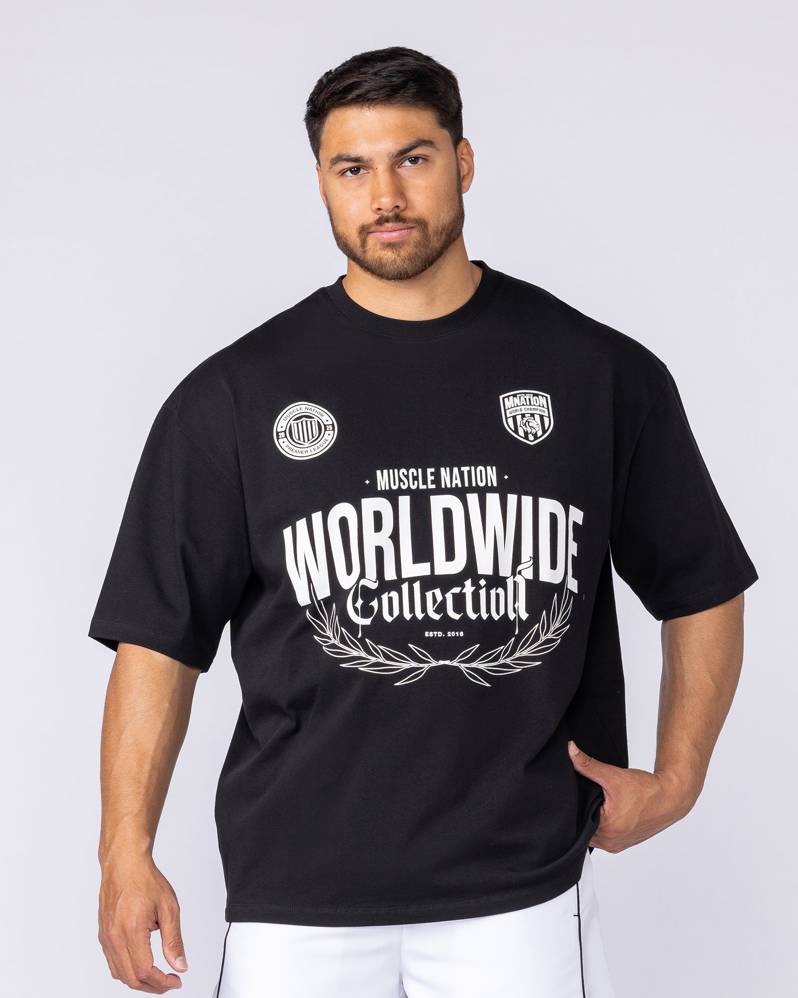 Worldwide Collection Oversized Tee - Black-T-Shirts-XS-1125178BLK-XS-MNAPPRL47856-3-Muscle Nation