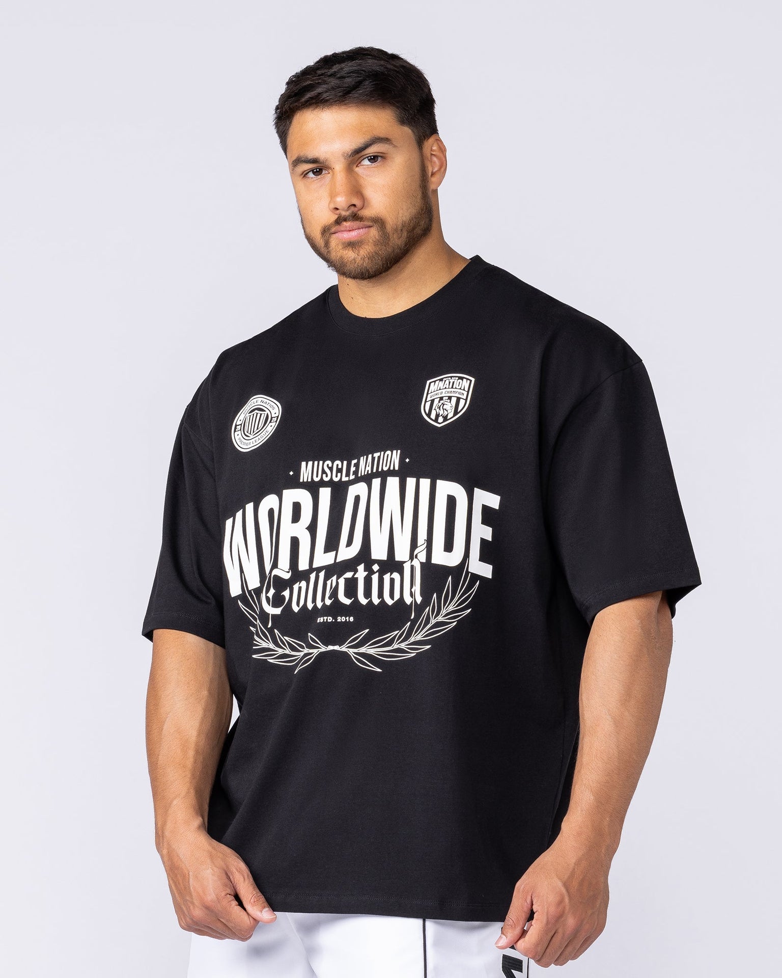 Worldwide Collection Oversized Tee - Black-T-Shirts-XS-1125178BLK-XS-MNAPPRL47856-4-Muscle Nation