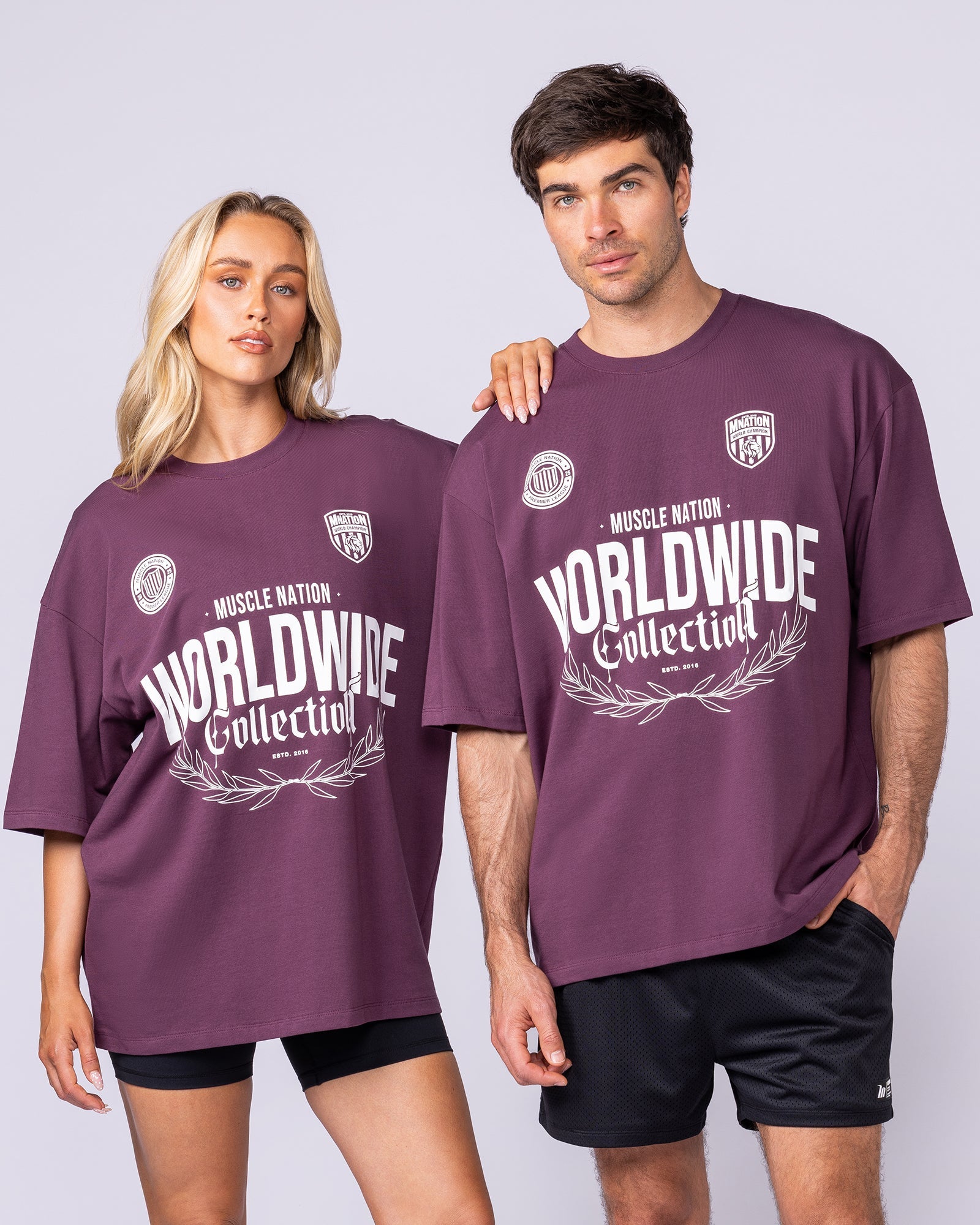 Worldwide Collection Oversized Tee - Cranberry-T-Shirts-XS-1125178CBRY-XS-MNAPPRL47864-6-Muscle Nation