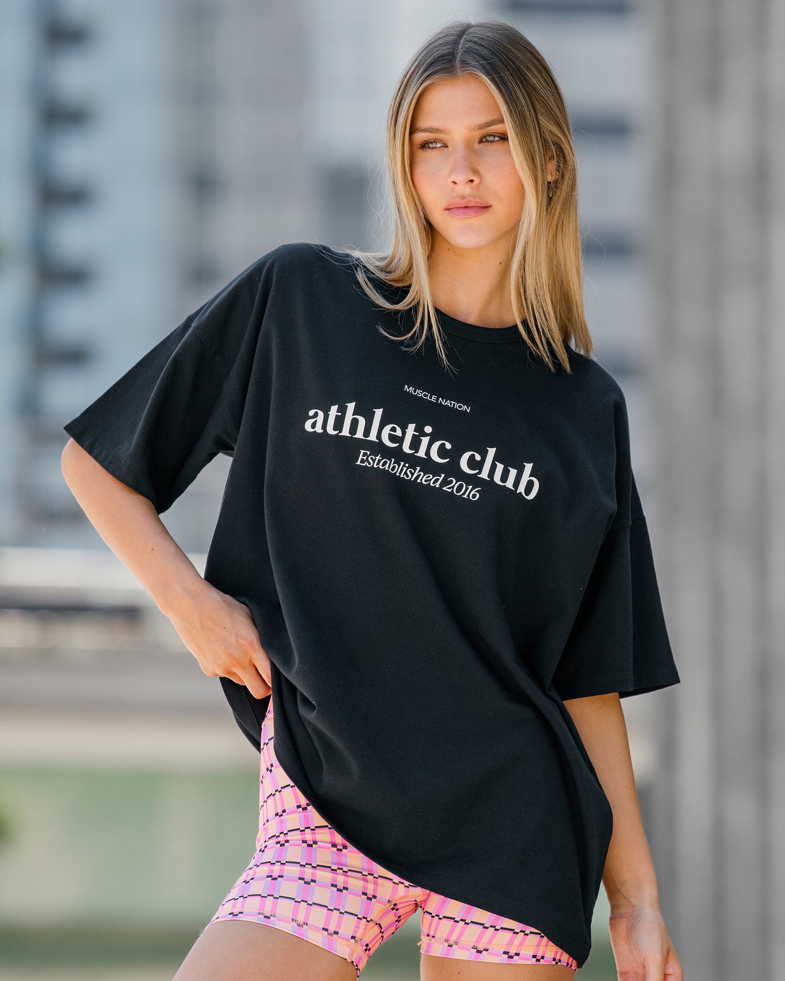 Athletic Club Oversized Tee - Black-T-Shirts-XXS-1125175BLK-XXS-MNAPPRL45435-1-Muscle Nation