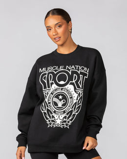 Athletics Oversized Pullover - Black-Jumpers & Hoodies-XXS-042541BLK-XXS-MNAPPRL42269-1-Muscle Nation