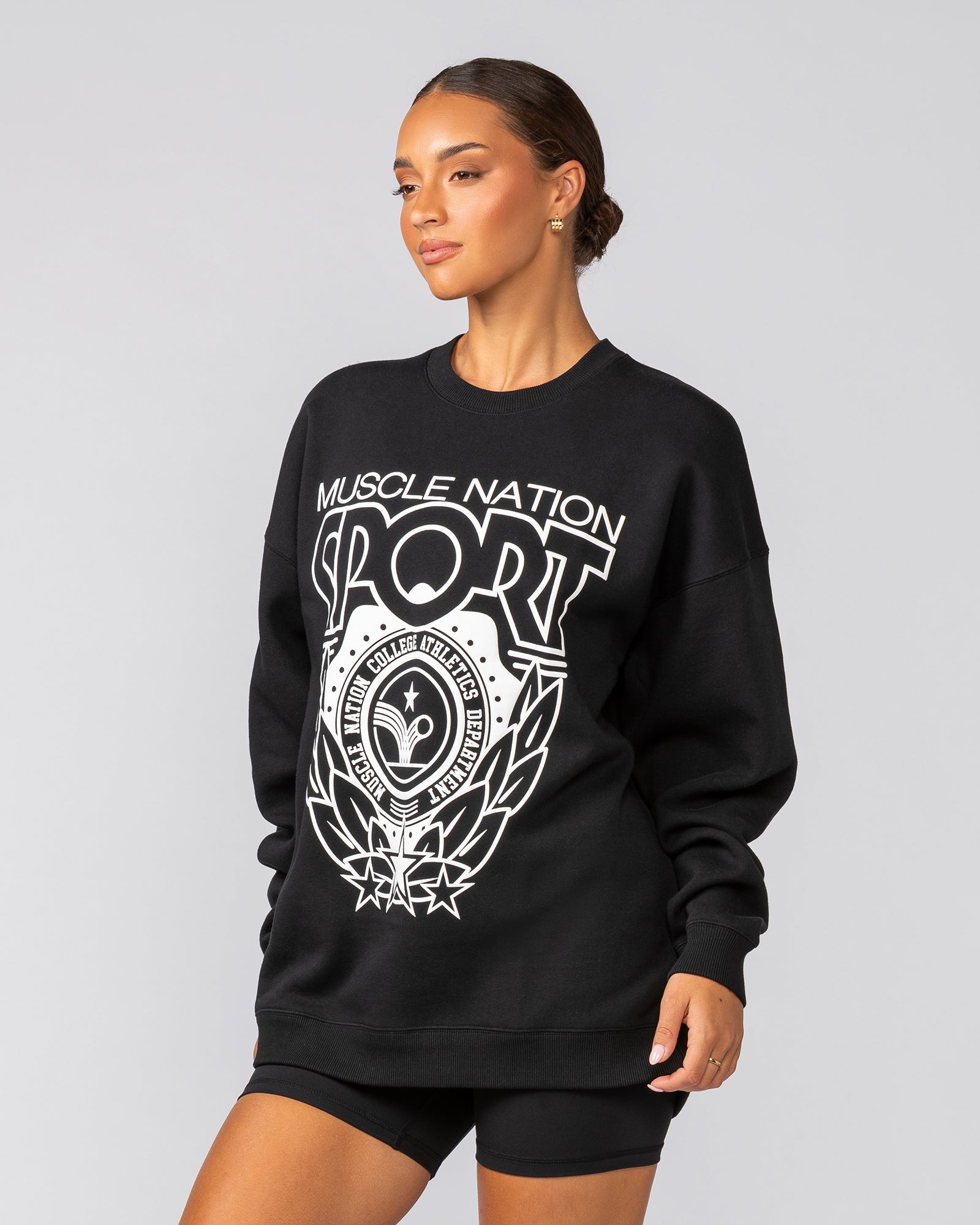 Athletics Oversized Pullover - Black-Jumpers & Hoodies-XXS-042541BLK-XXS-MNAPPRL42269-2-Muscle Nation