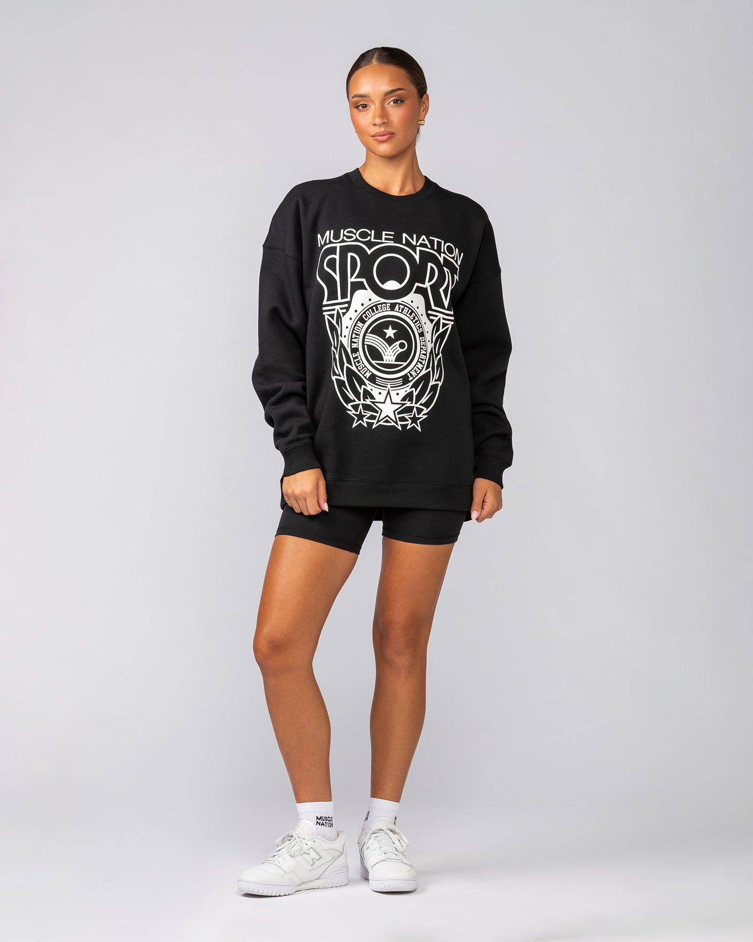 Athletics Oversized Pullover - Black-Jumpers & Hoodies-XXS-042541BLK-XXS-MNAPPRL42269-5-Muscle Nation