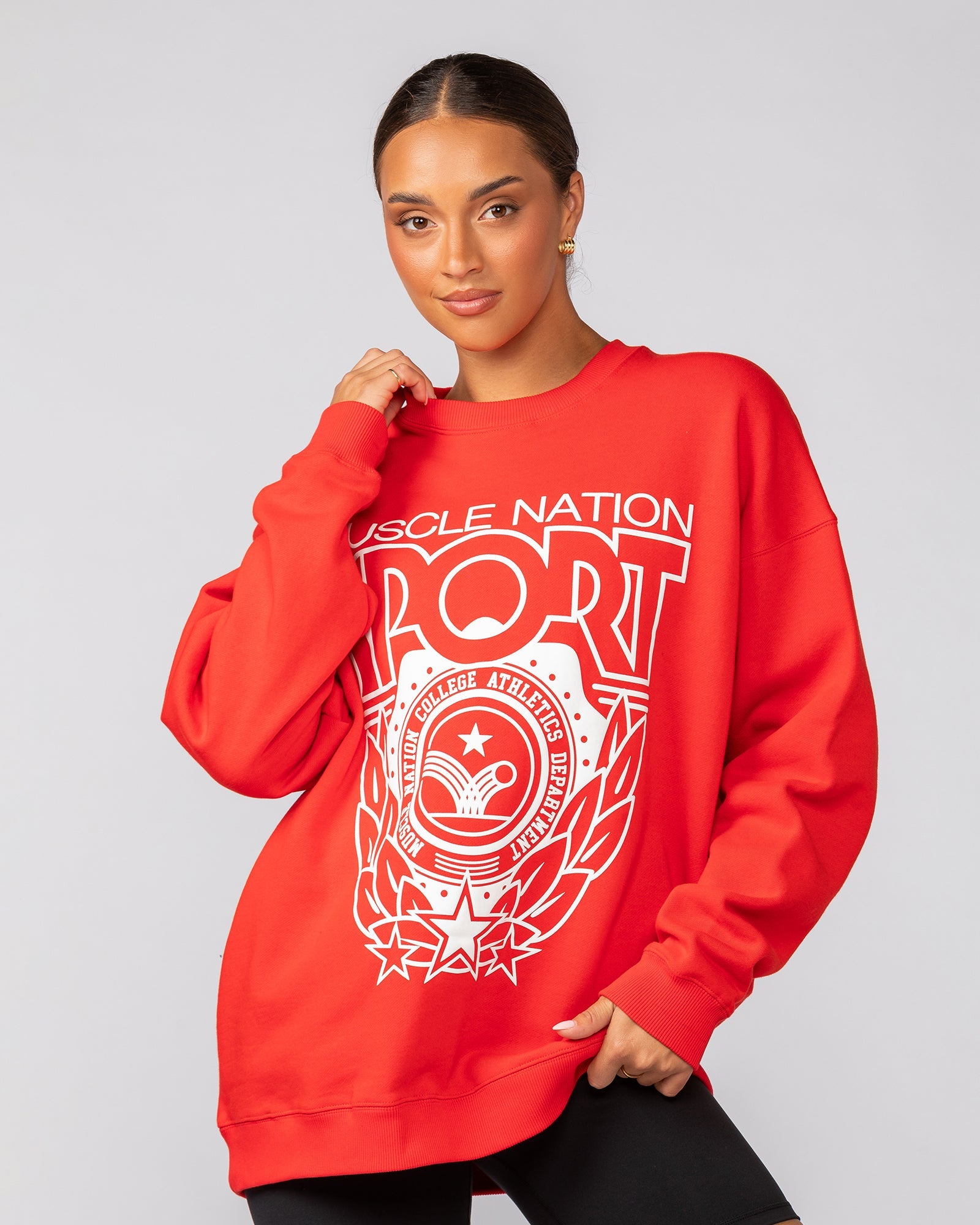 Athletics Oversized Pullover - Salsa-Jumpers & Hoodies-XXS-042541SLSA-XXS-MNAPPRL42278-1-Muscle Nation