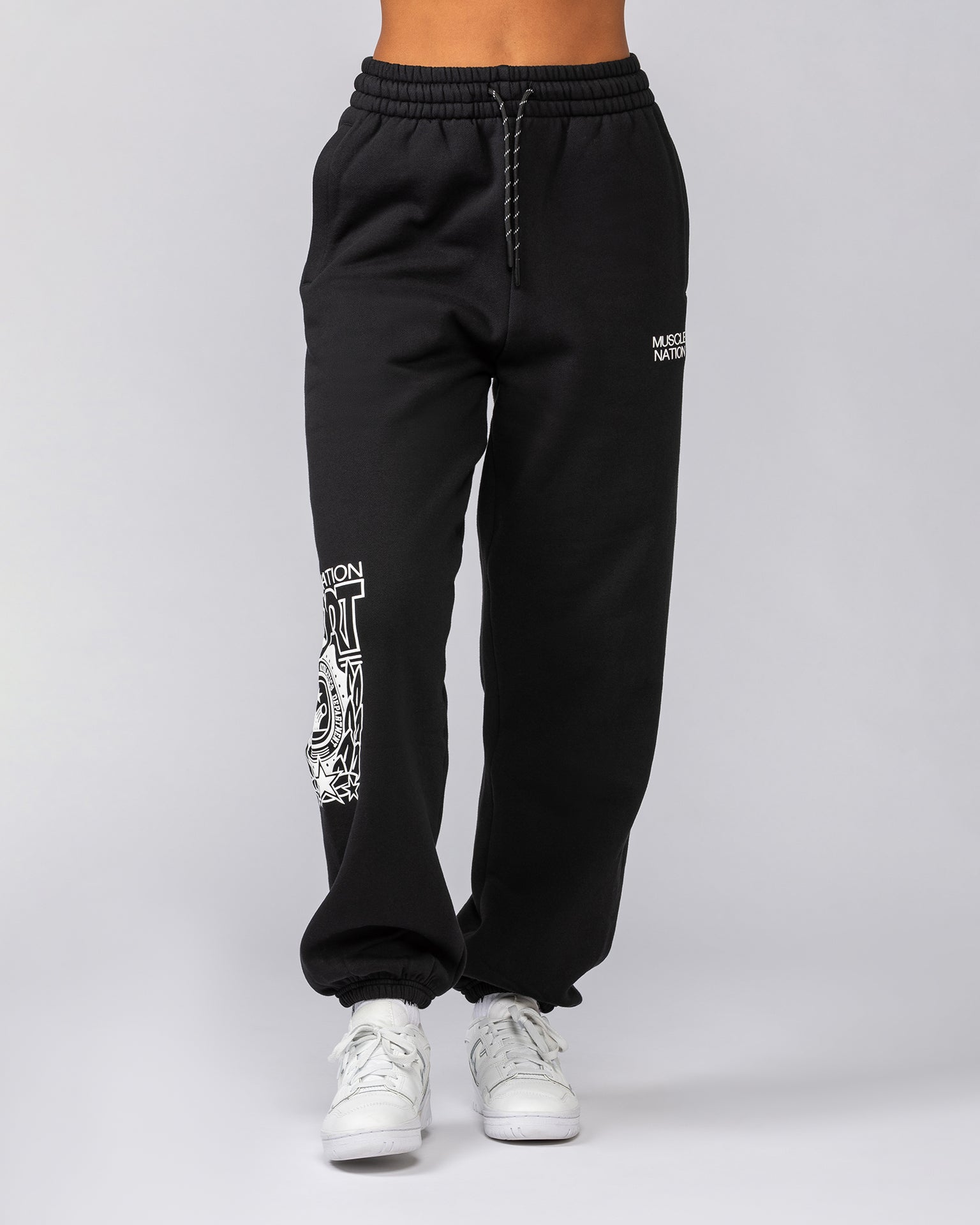 Athletics Slouchy Trackies - Black-Tracksuits-XXS-042544BLK-XXS-MNAPPRL42287-2-Muscle Nation