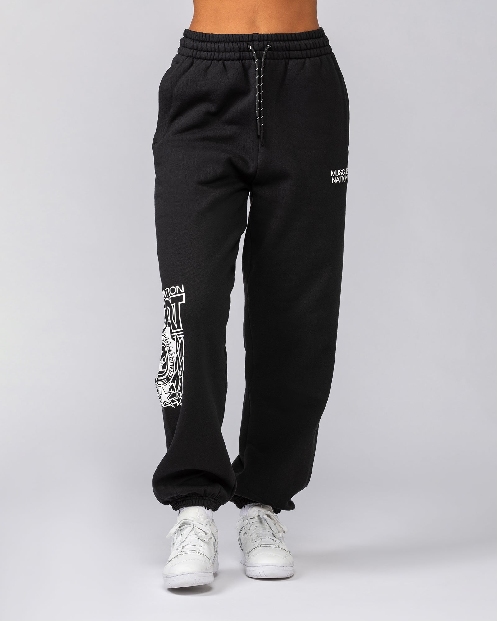 Athletics Slouchy Trackies - Black-Tracksuits-XXS-042544BLK-XXS-MNAPPRL42287-2-Muscle Nation