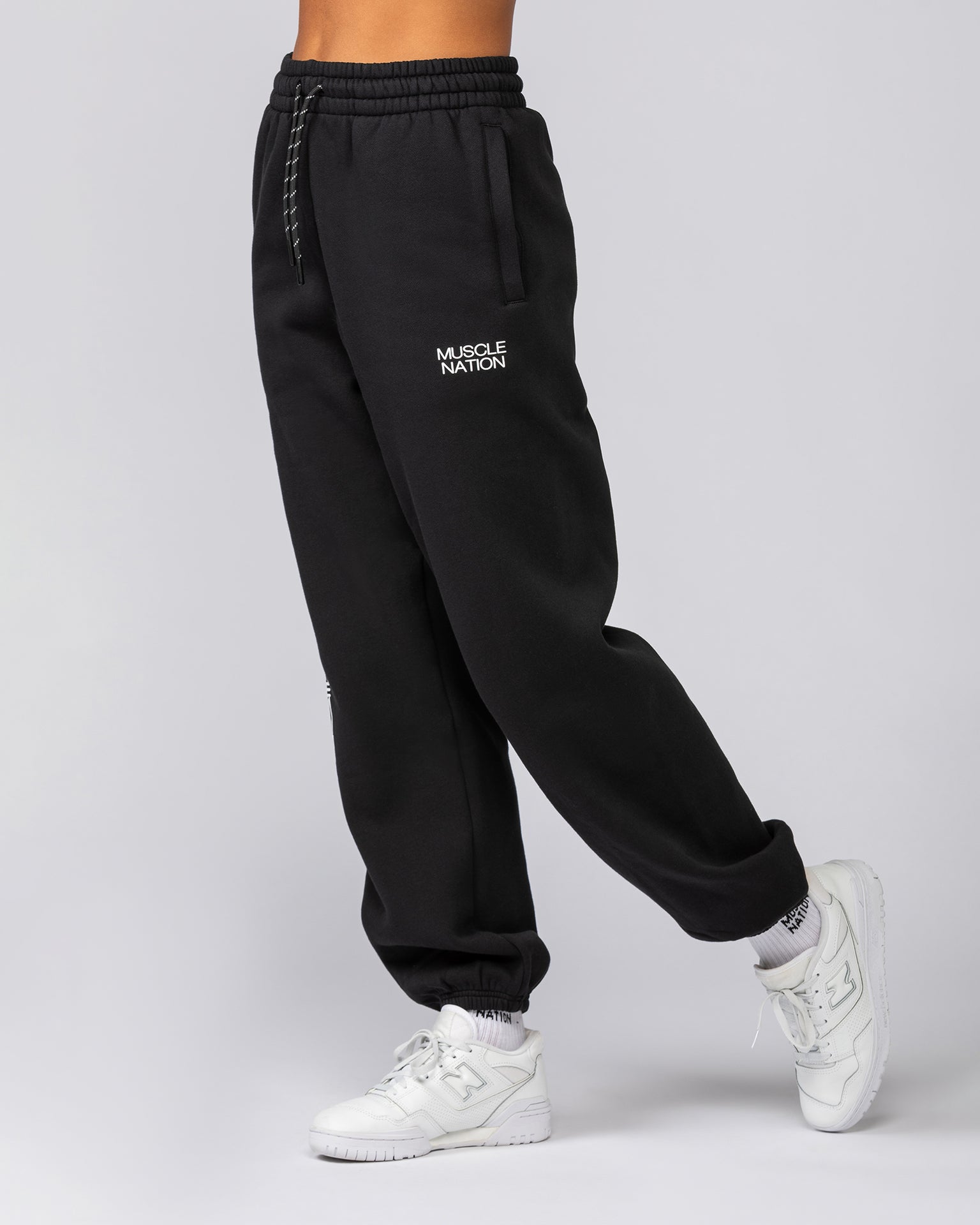 Athletics Slouchy Trackies - Black-Tracksuits-XXS-042544BLK-XXS-MNAPPRL42287-3-Muscle Nation