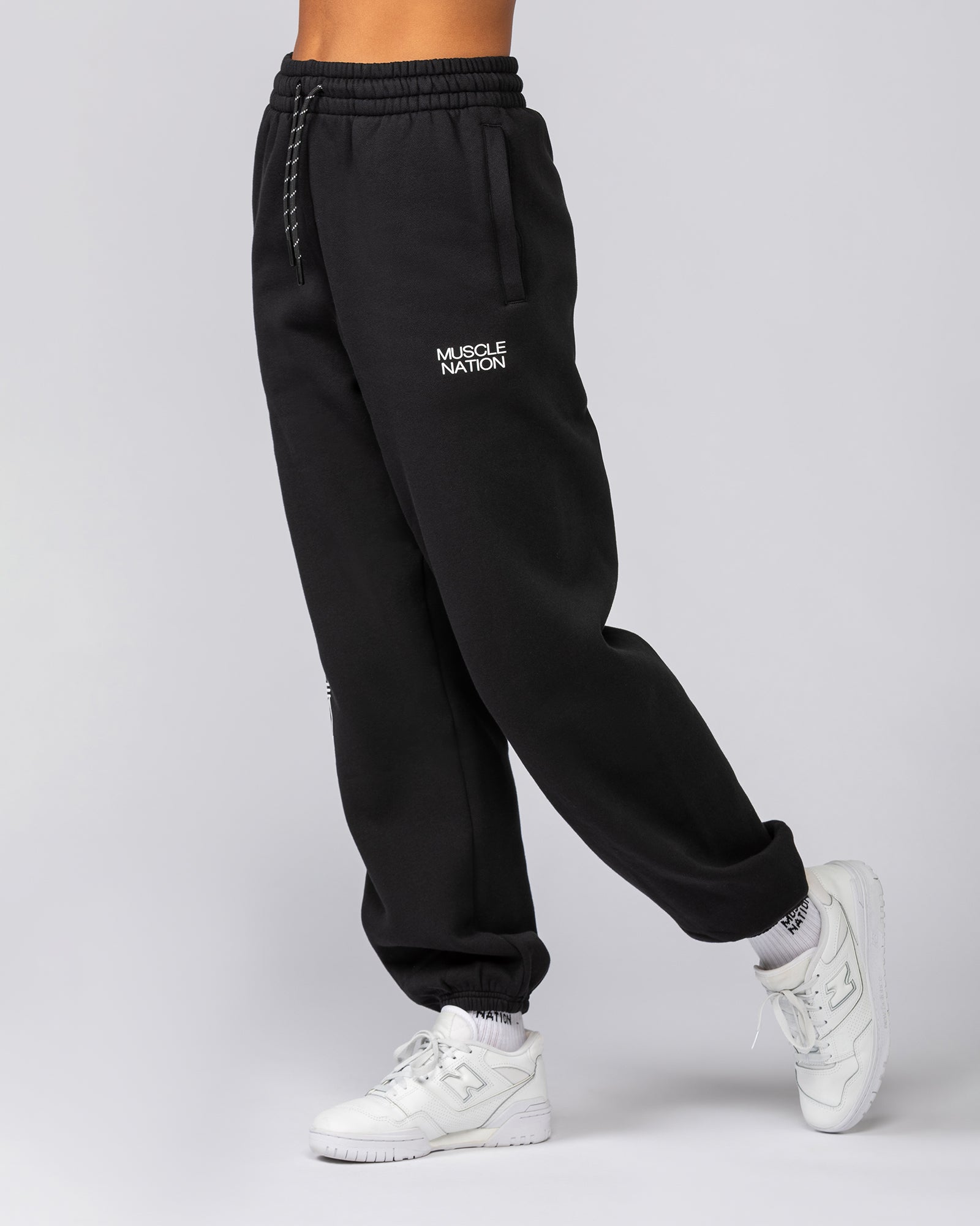 Athletics Slouchy Trackies - Black-Tracksuits-XXS-042544BLK-XXS-MNAPPRL42287-3-Muscle Nation