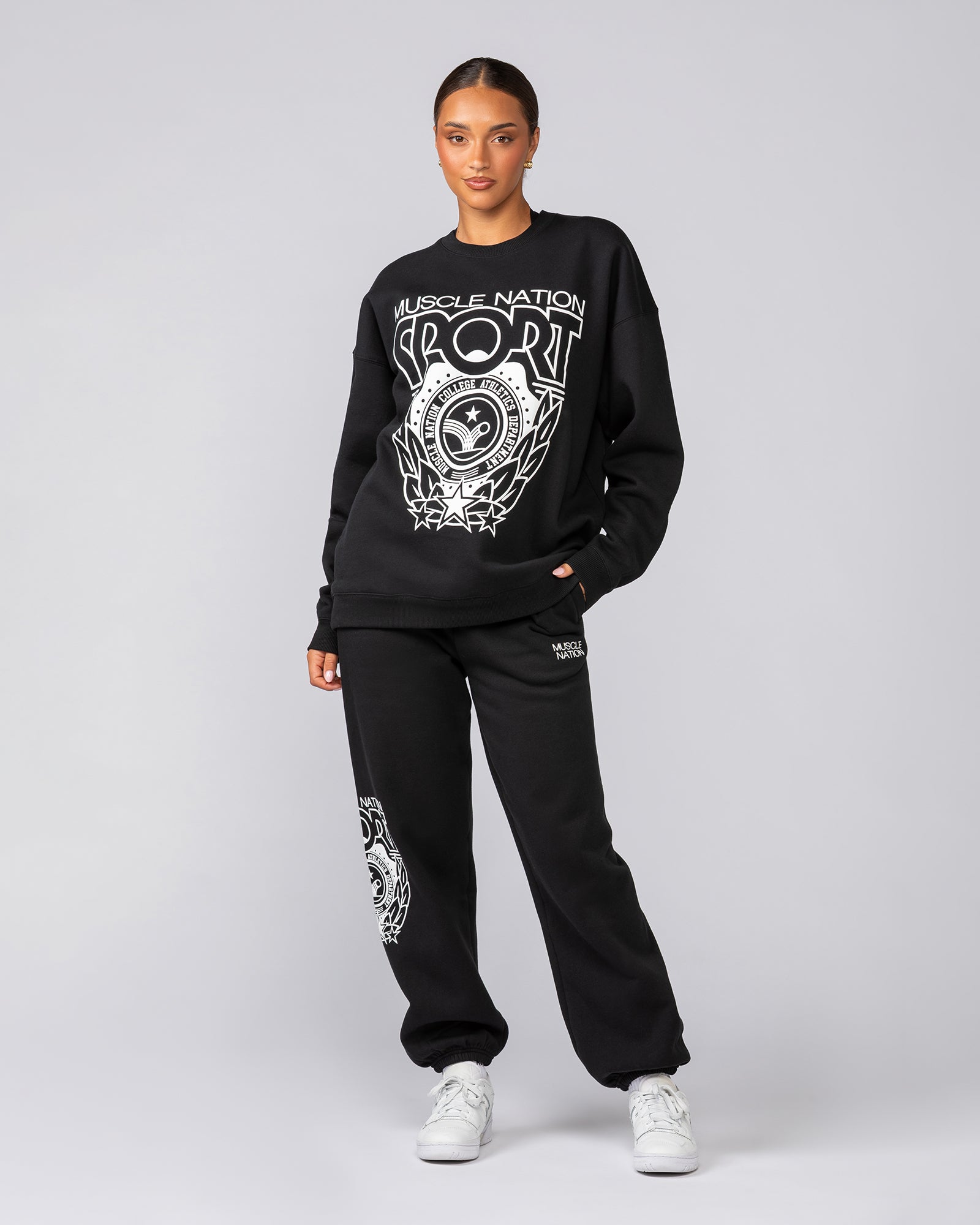Athletics Slouchy Trackies - Black-Tracksuits-XXS-042544BLK-XXS-MNAPPRL42287-6-Muscle Nation